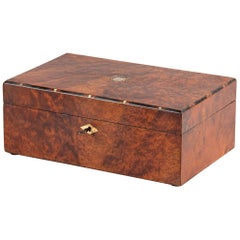 19th Century English Burl Walnut Veneer Inlayed Box