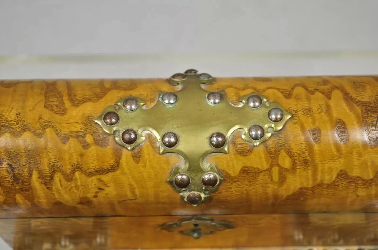 19th Century English Burl Wood & Rosewood Parkins & Gotto Inkwell Desk Letterbox For Sale 7