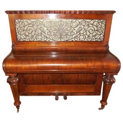Used 19th Century English Burled Wood Upright Piano in Excellent Condition