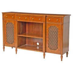 19th Century English Burlwood Mahogany Regency-Style Inlay Decorated Breakfront