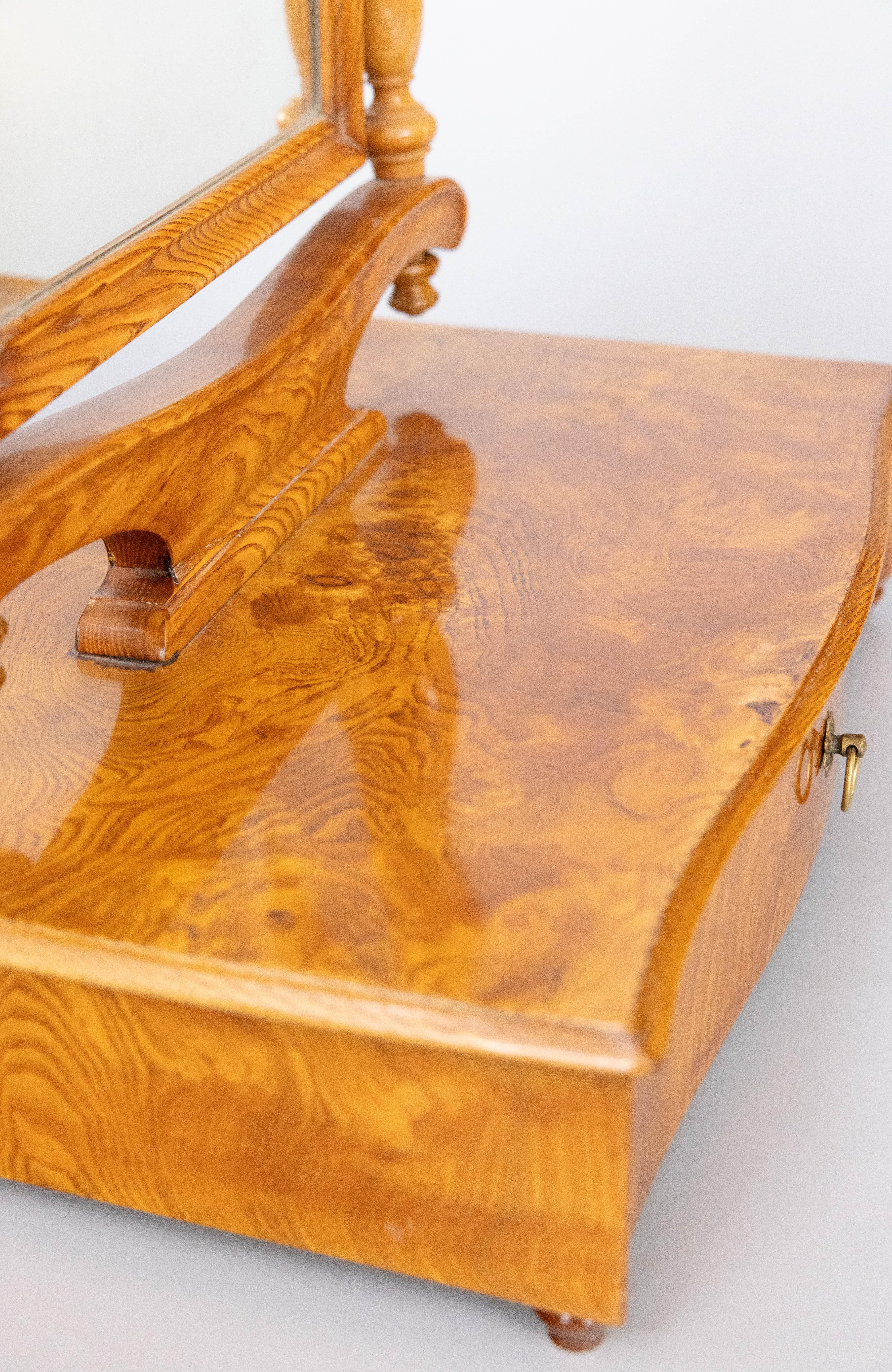 Miroir de table anglais du 19ème siècle avec tiroir en vente 7