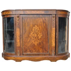 19th Century English Burr Walnut Credenza