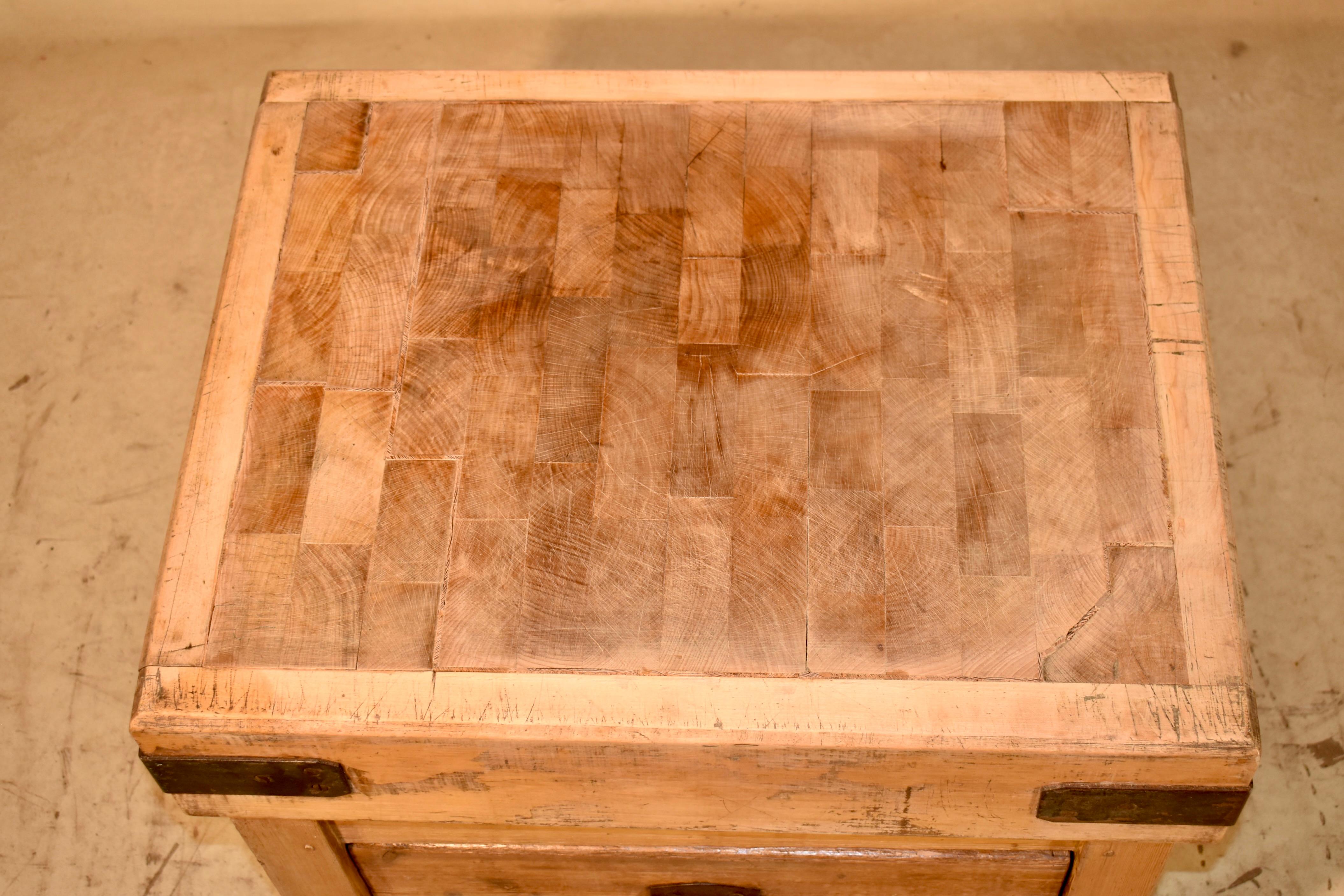 19th Century English Butcher Block with Drawer For Sale 5