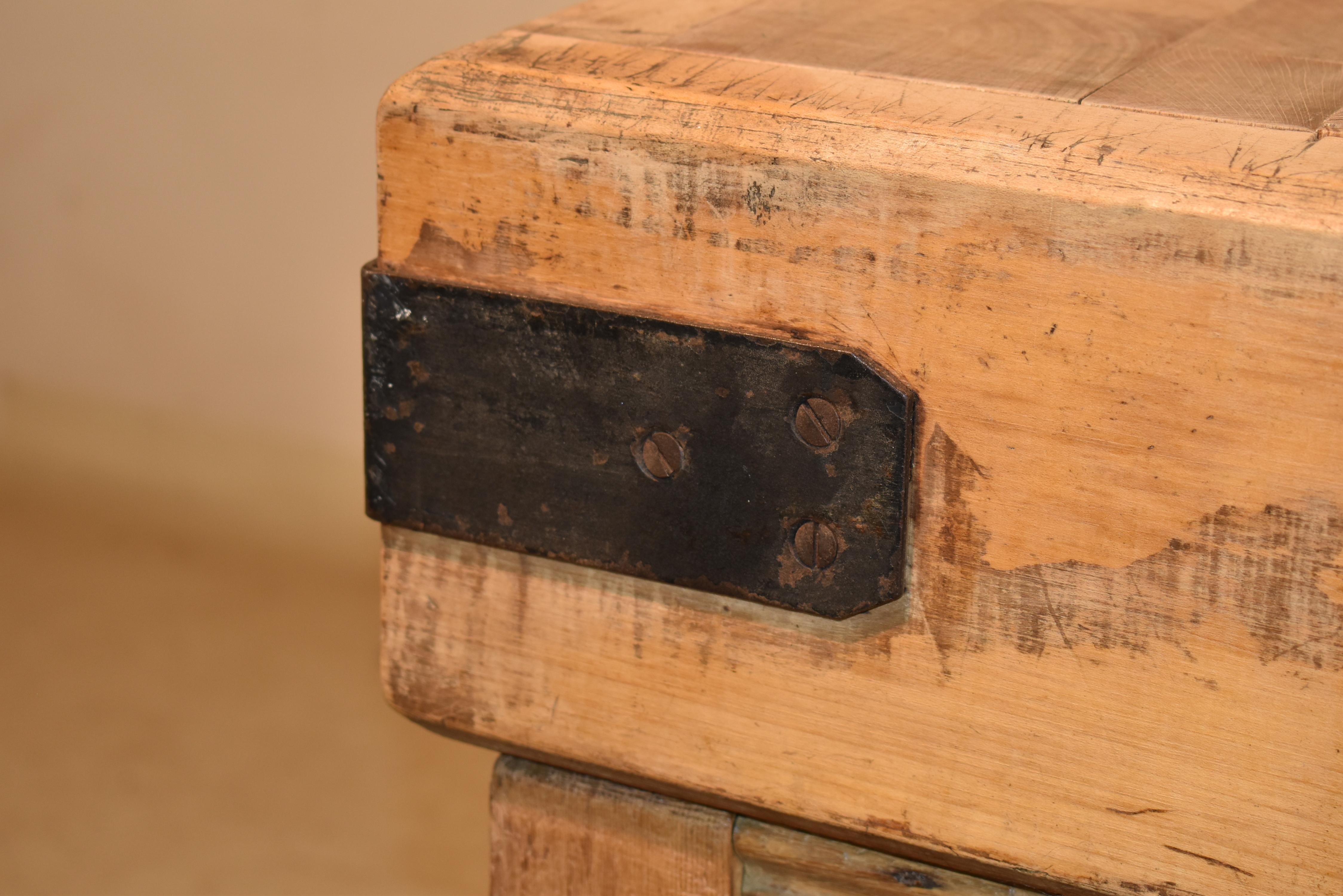 19th Century English Butcher Block with Drawer For Sale 6