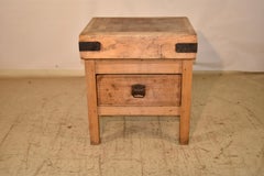 Bloque de carnicero inglés del siglo XIX con cajón