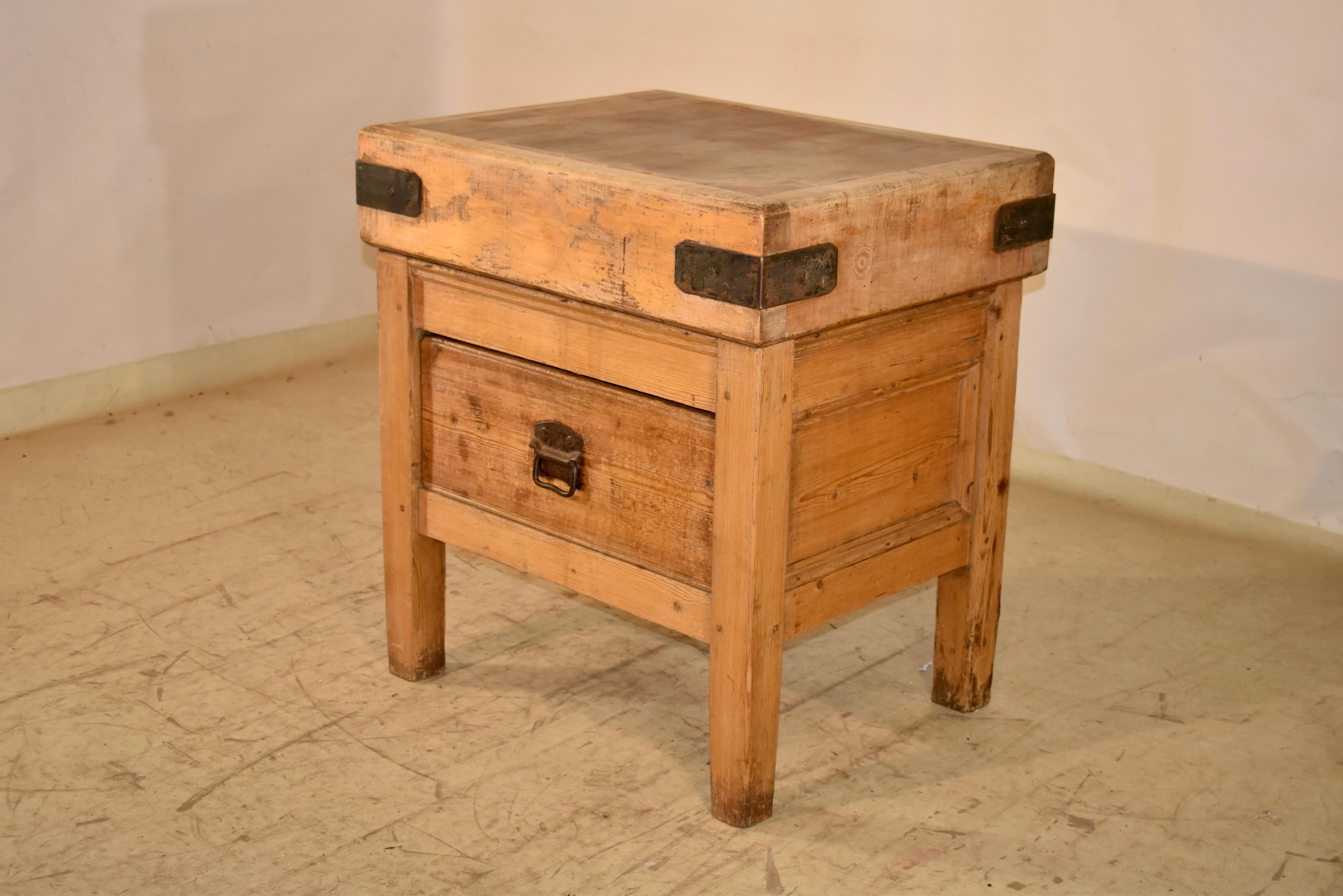 19th Century English Butcher Block with Drawer For Sale 2