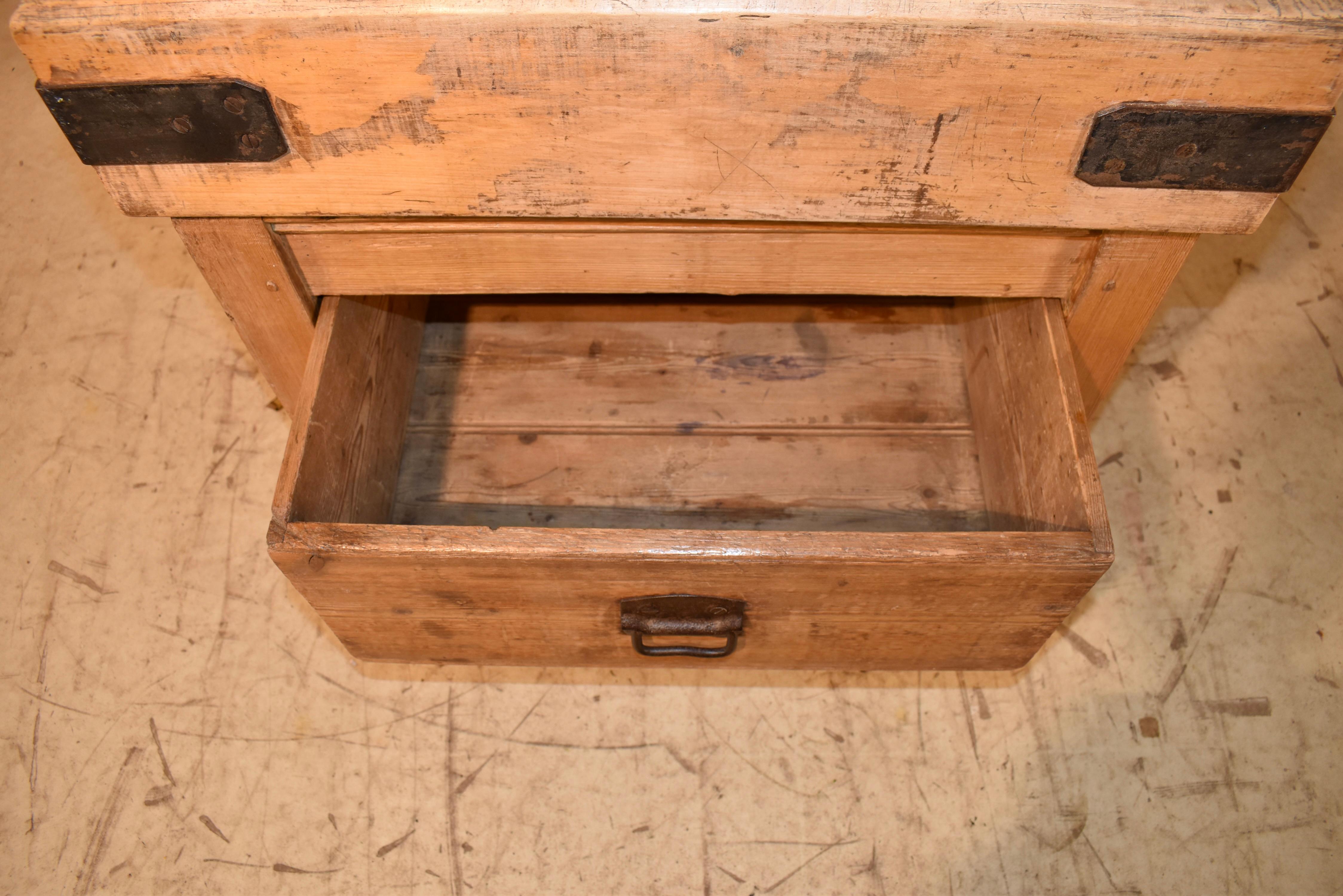 19th Century English Butcher Block with Drawer For Sale 3