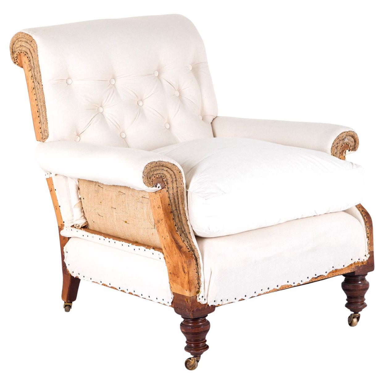 19th Century English Button Back Armchair For Sale