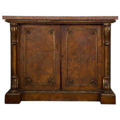 19th Century English Cabinet with Granite Top and Figured Veneer