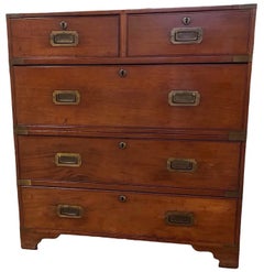 19th Century English Campaign Chest of Drawers / Dresser