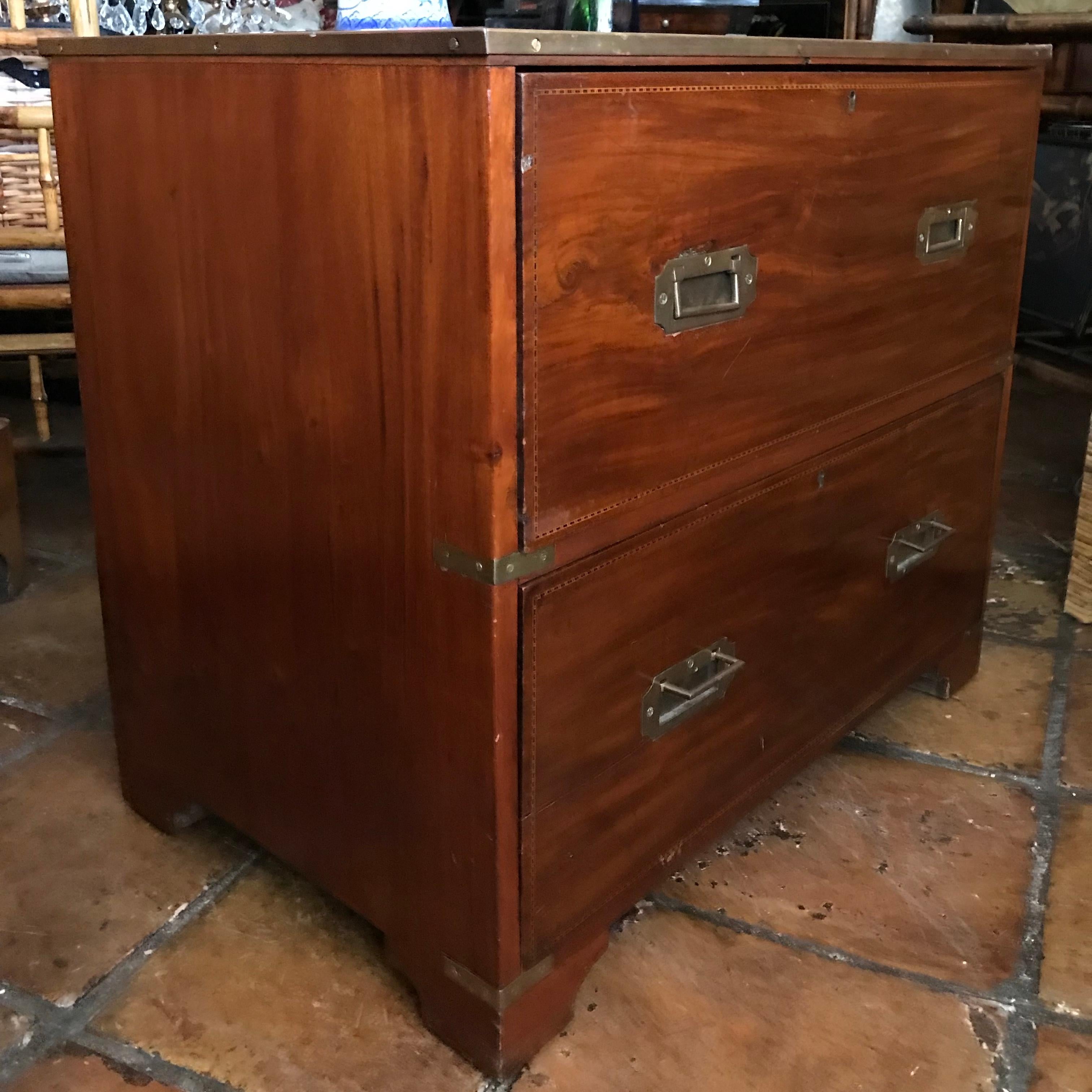 19th Century English Campaign Chest In Good Condition In West Palm Beach, FL