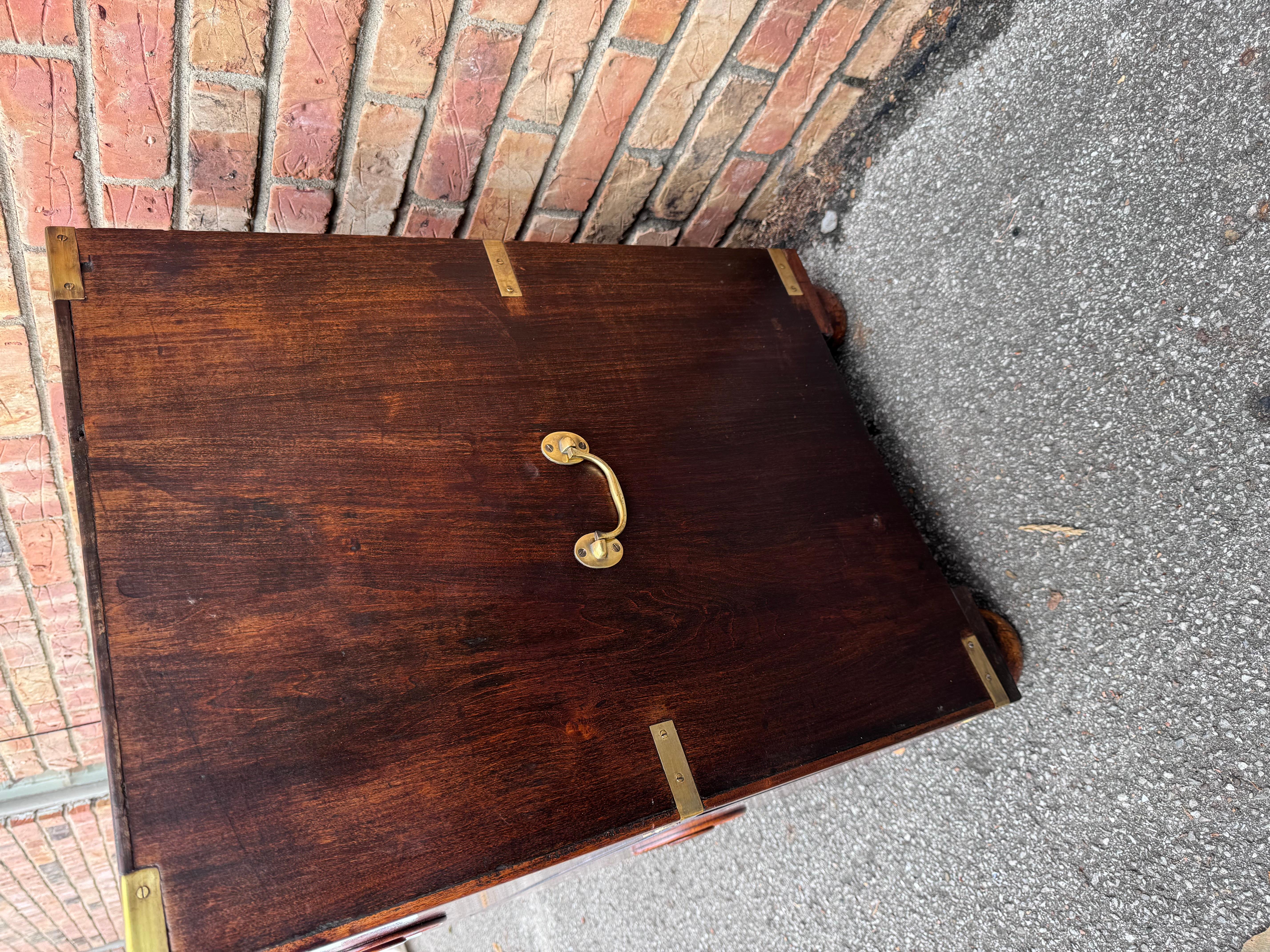 19th Century English Campaign Chest In Good Condition In Nashville, TN