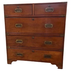 19th Century English Campaign Chest of Drawers / Dresser