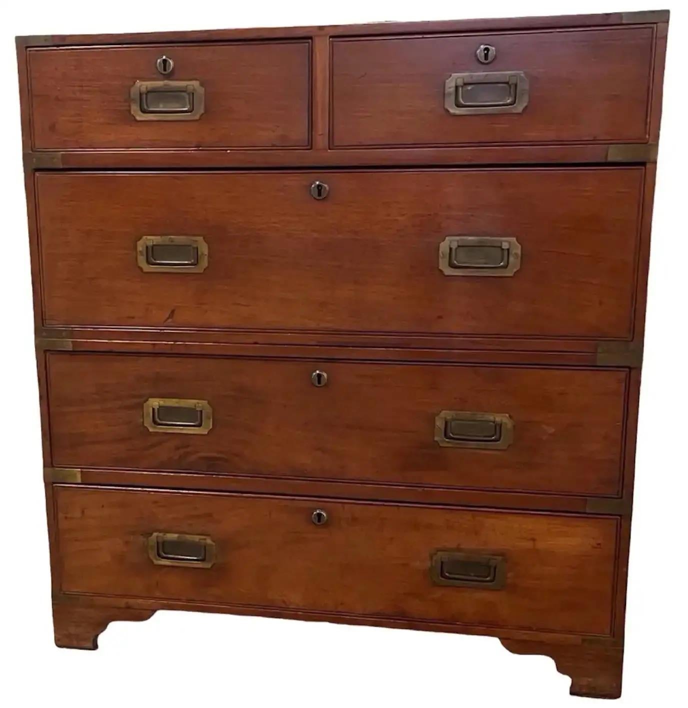 Cassettiera Campaigner inglese del 19° secolo in vendita 5