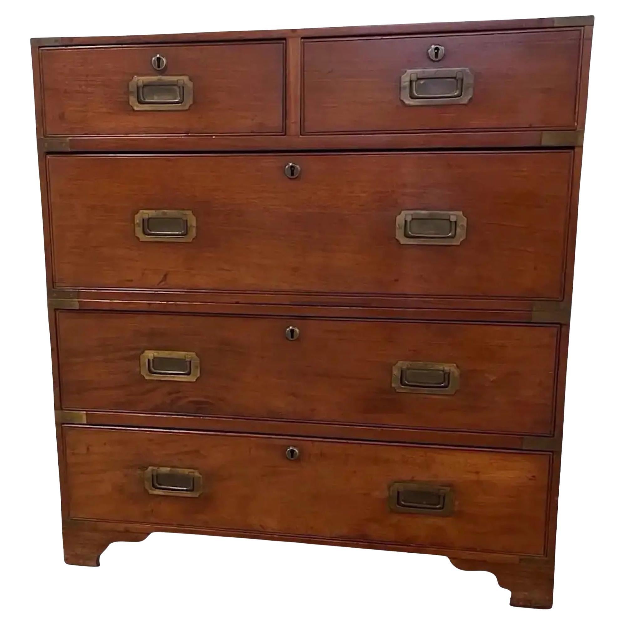 Cassettiera Campaigner inglese del 19° secolo