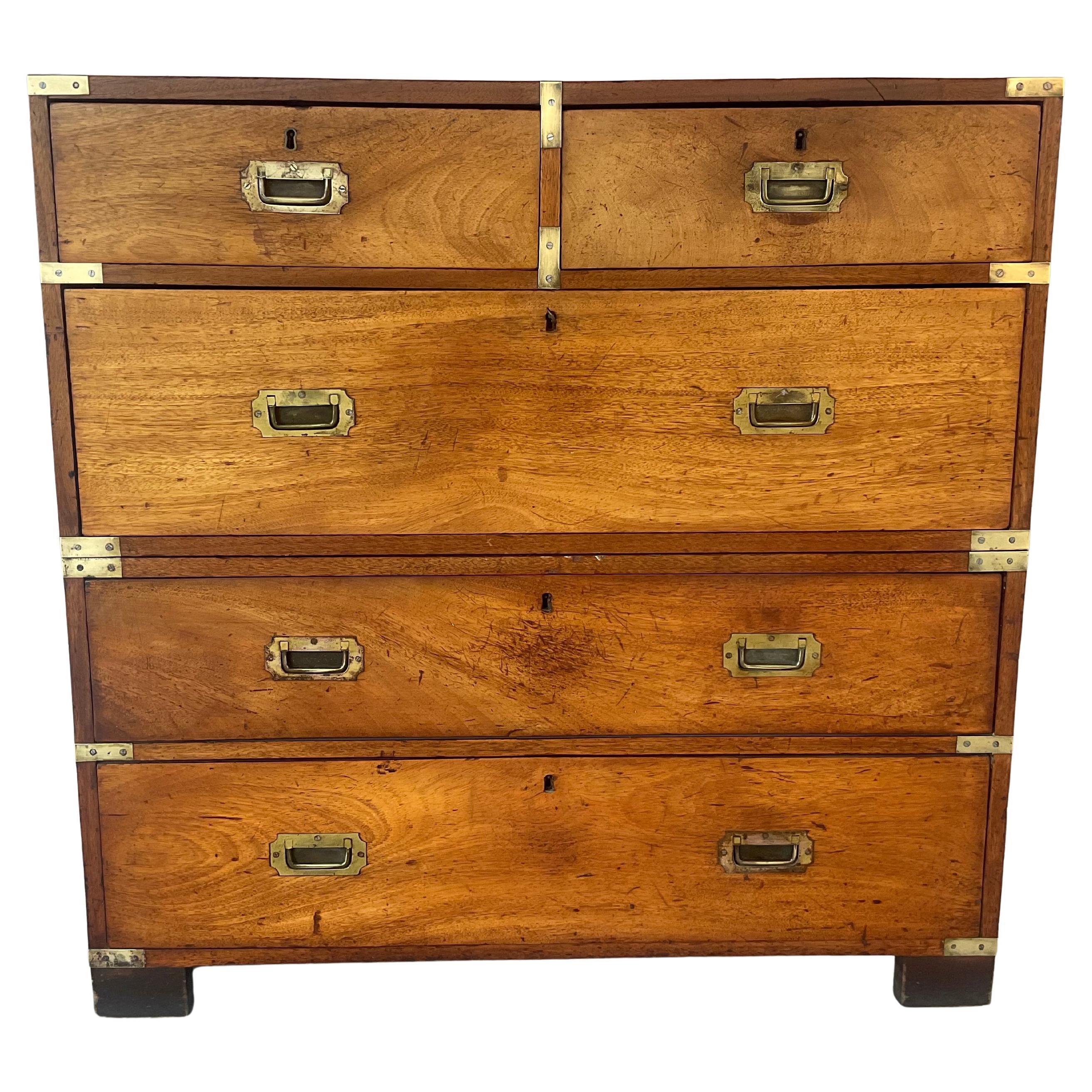 19th Century English Campaign Chest of Drawers