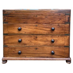 19th Century English Campaign Chest / Partners Desk with Green Felt 19th Century English Campaign Chest / Partners Desk with Green Felt