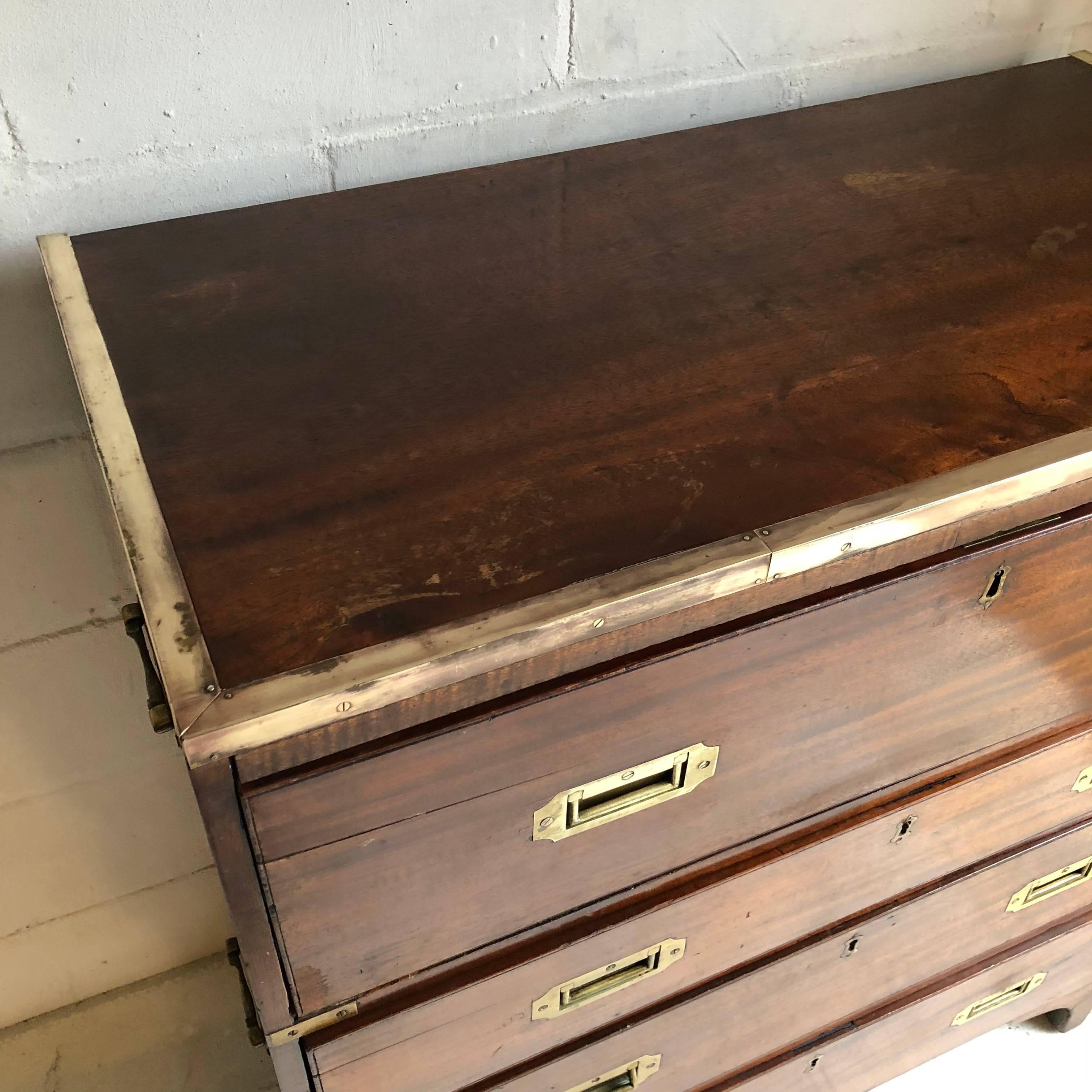 19th Century English Campaign Chest with Desk 2