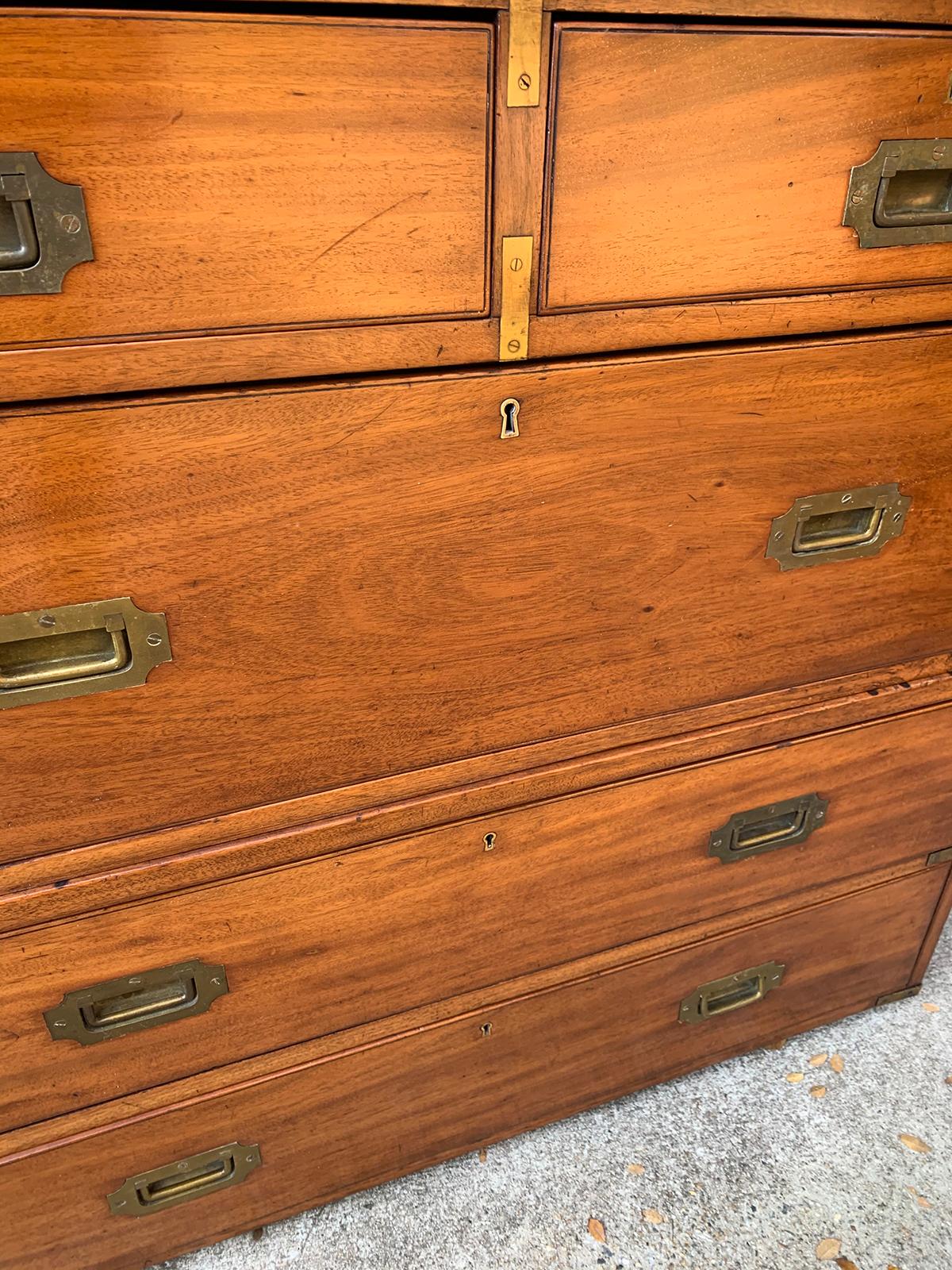 19th Century English Campaign Chest with Five Drawers 8