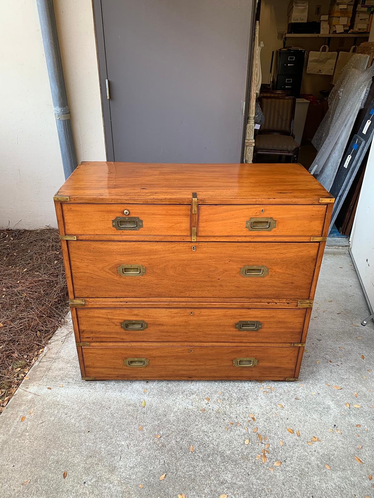 19th Century English Campaign Chest with Five Drawers 13