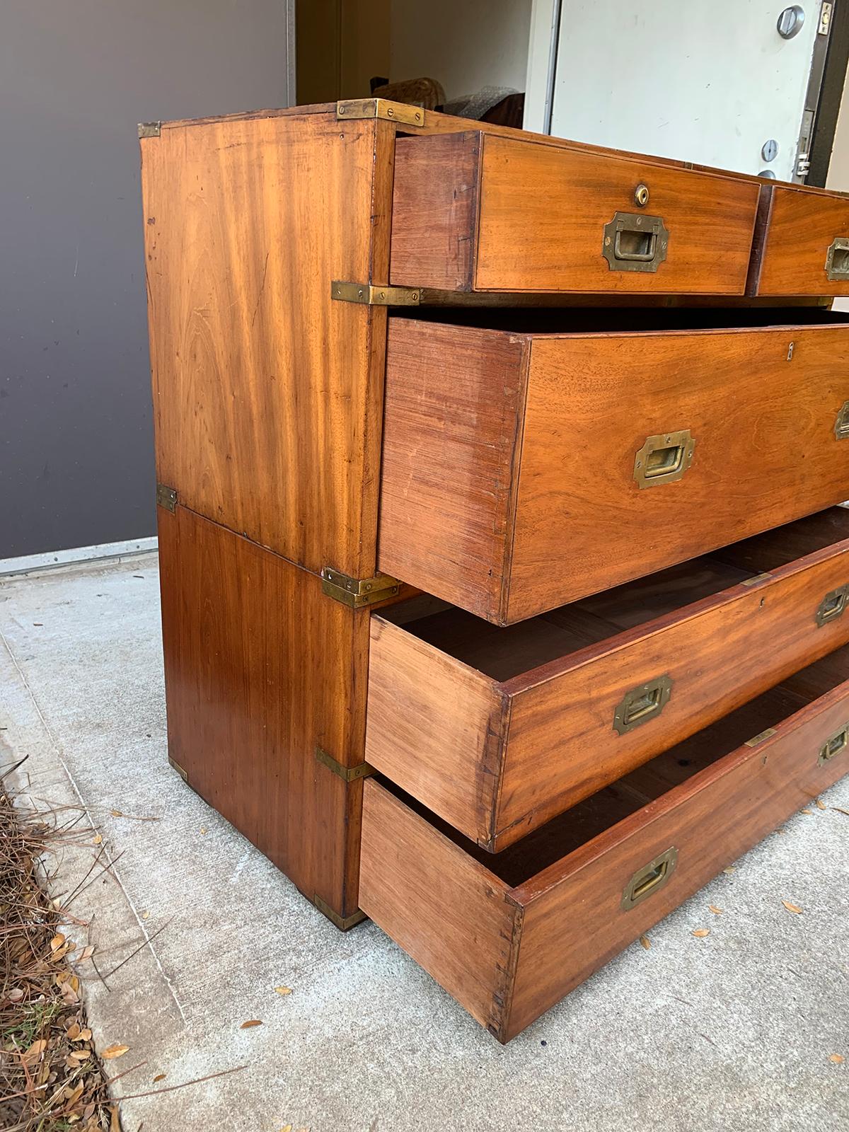 19th Century English Campaign Chest with Five Drawers 3