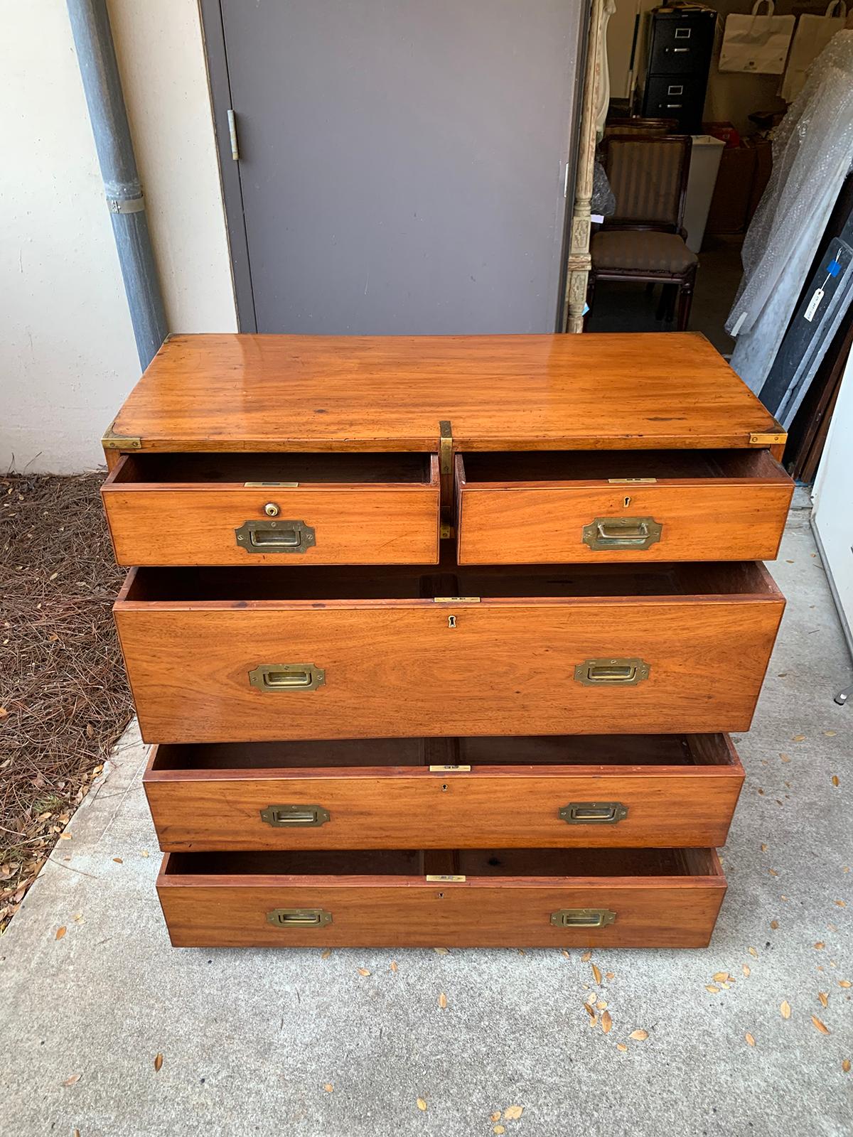 19th Century English Campaign Chest with Five Drawers 4