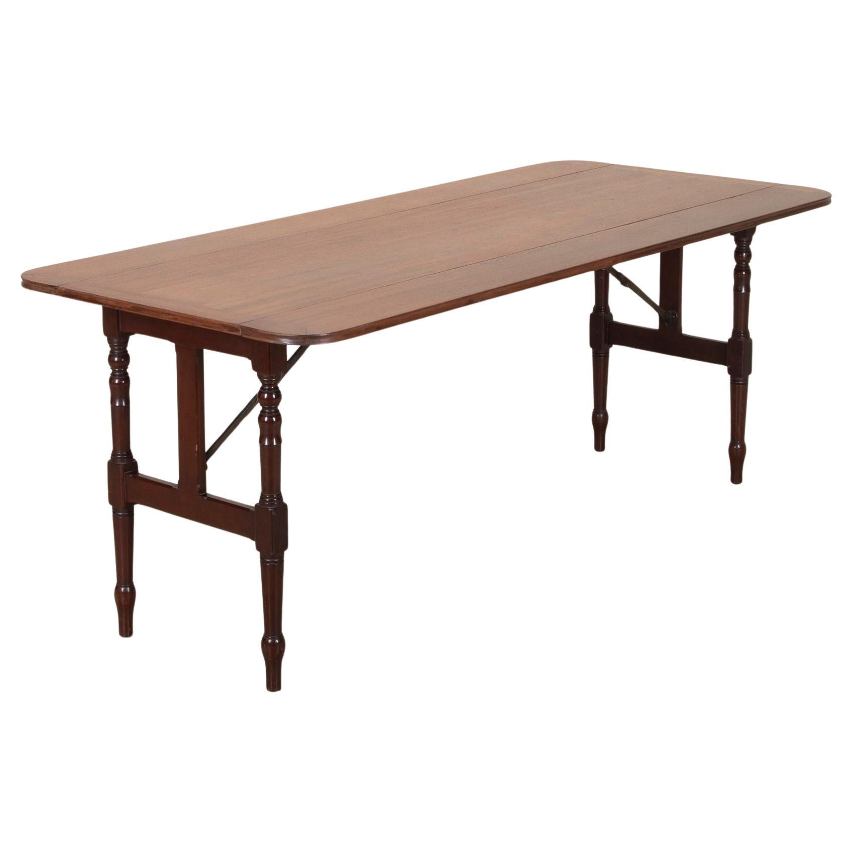 19th Century English Campaign Folding Dining Table For Sale