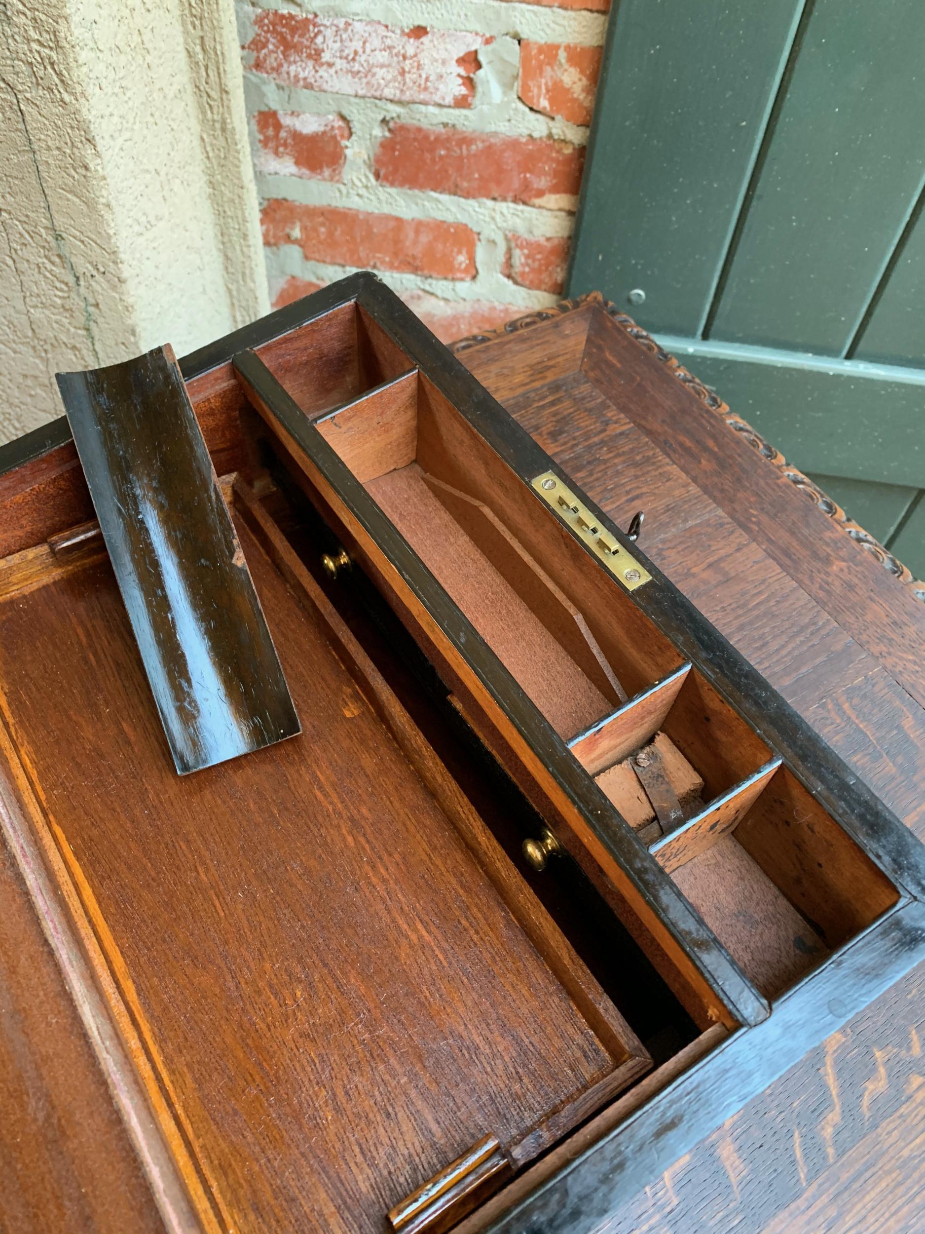 19th Century English Campaign Mahogany Writing Slope Lap Desk Box Brass 5