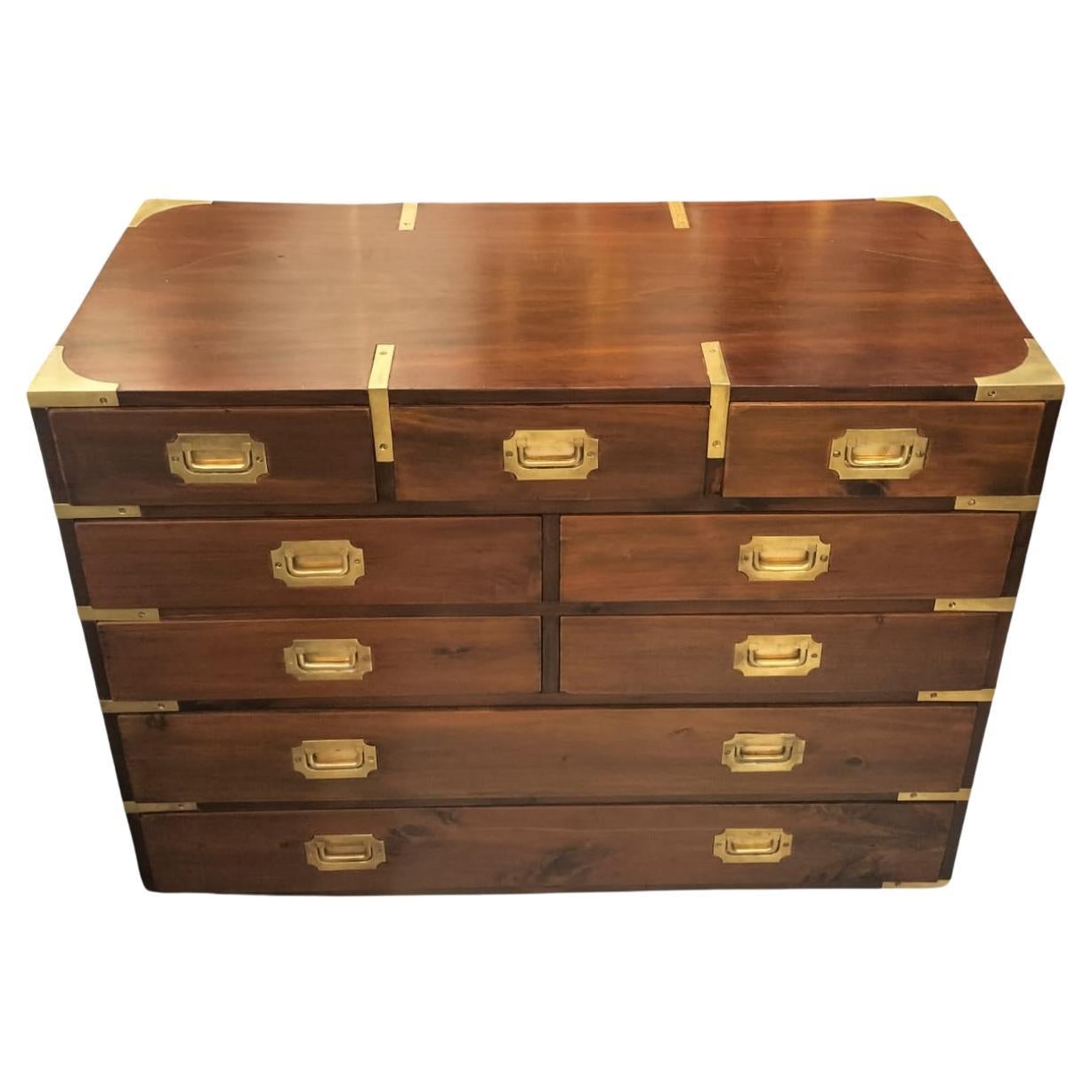 19th Century English Campaign Marine Chest of Drawers in Mahogany 