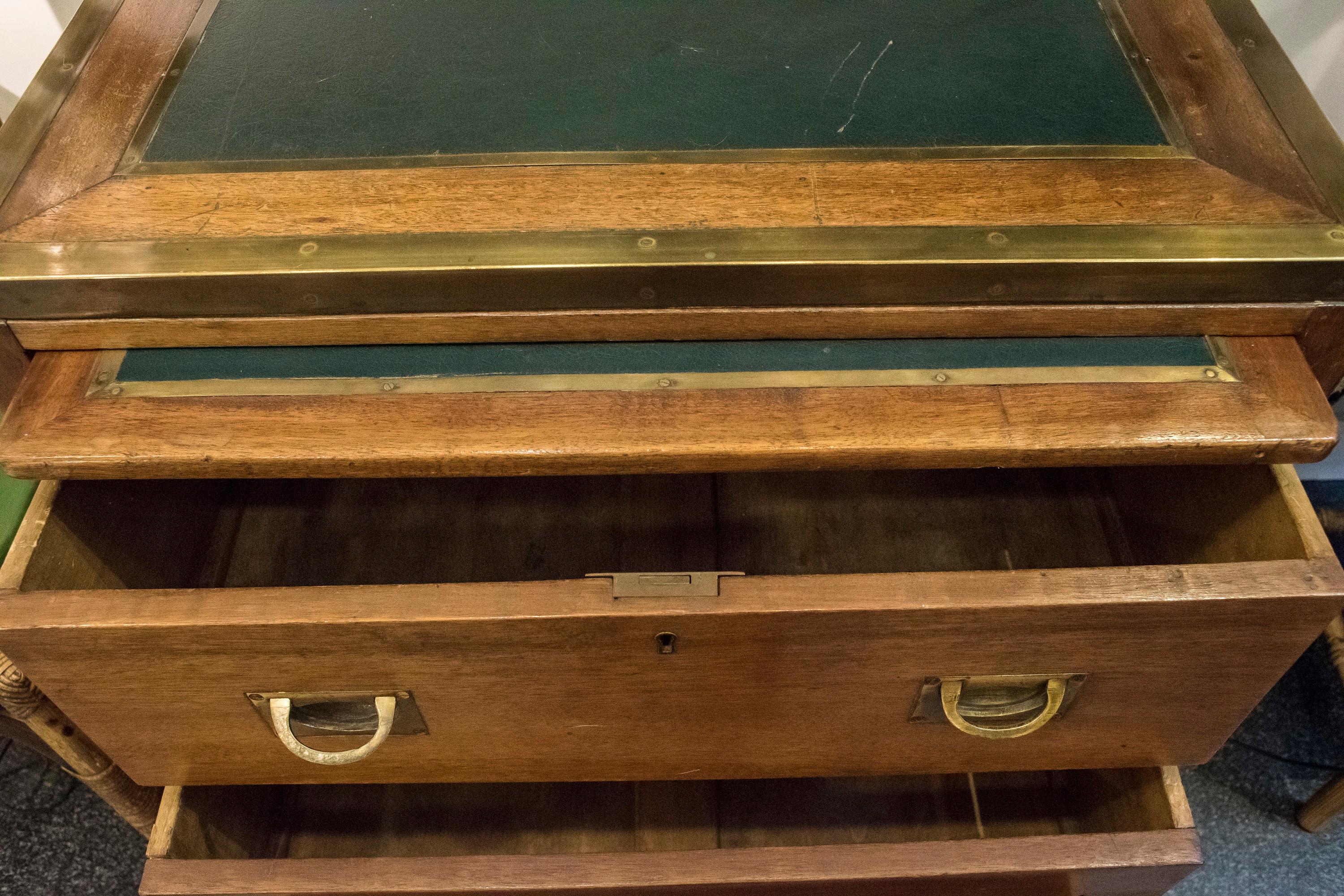 19th Century English Camphor Boat Chest of Drawers with Table for Desk 2