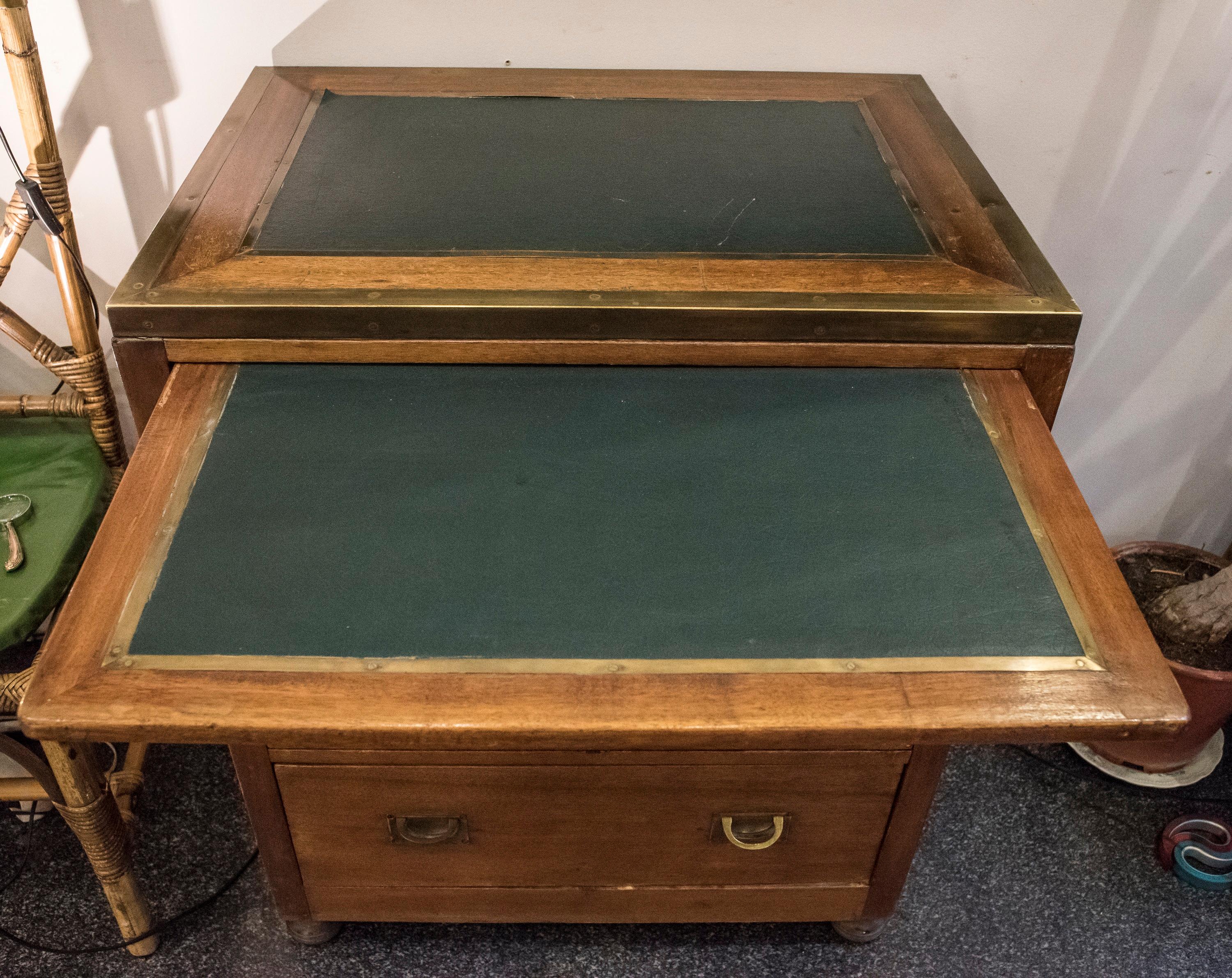 19th Century English Camphor Boat Chest of Drawers with Table for Desk 8