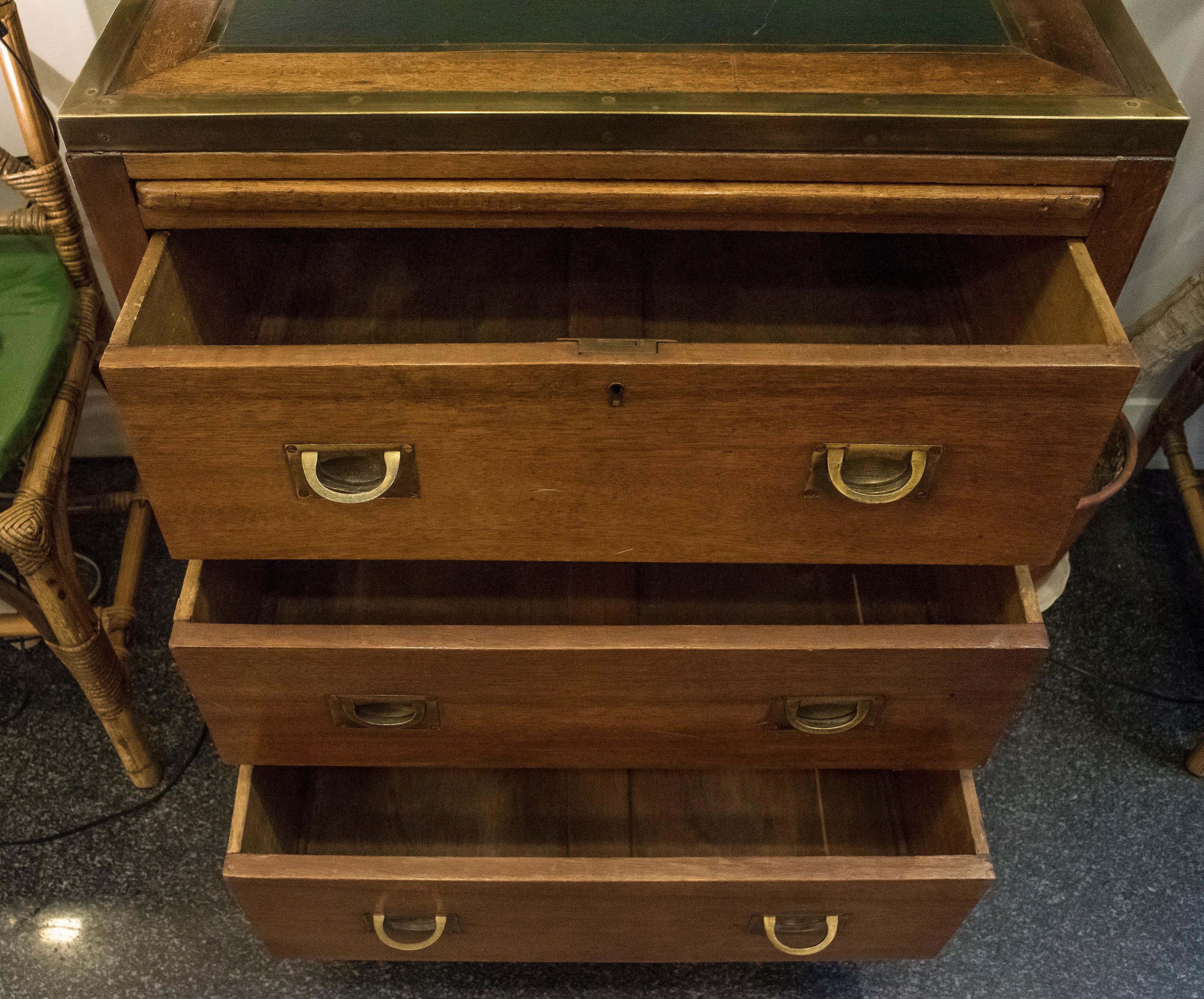 19th Century English Camphor Boat Chest of Drawers with Table for Desk 1