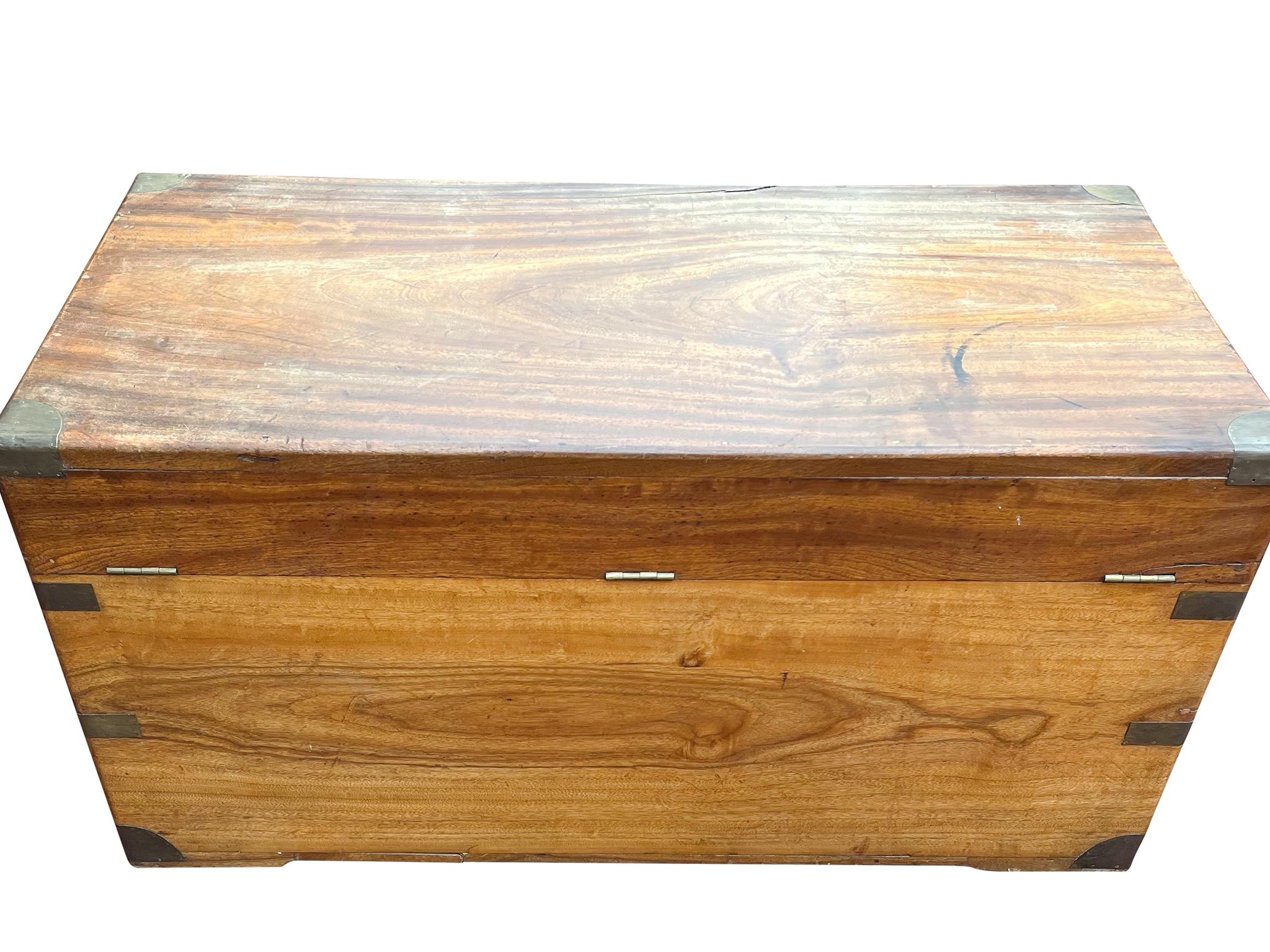Brass 19th Century English Camphorwood Chest For Sale