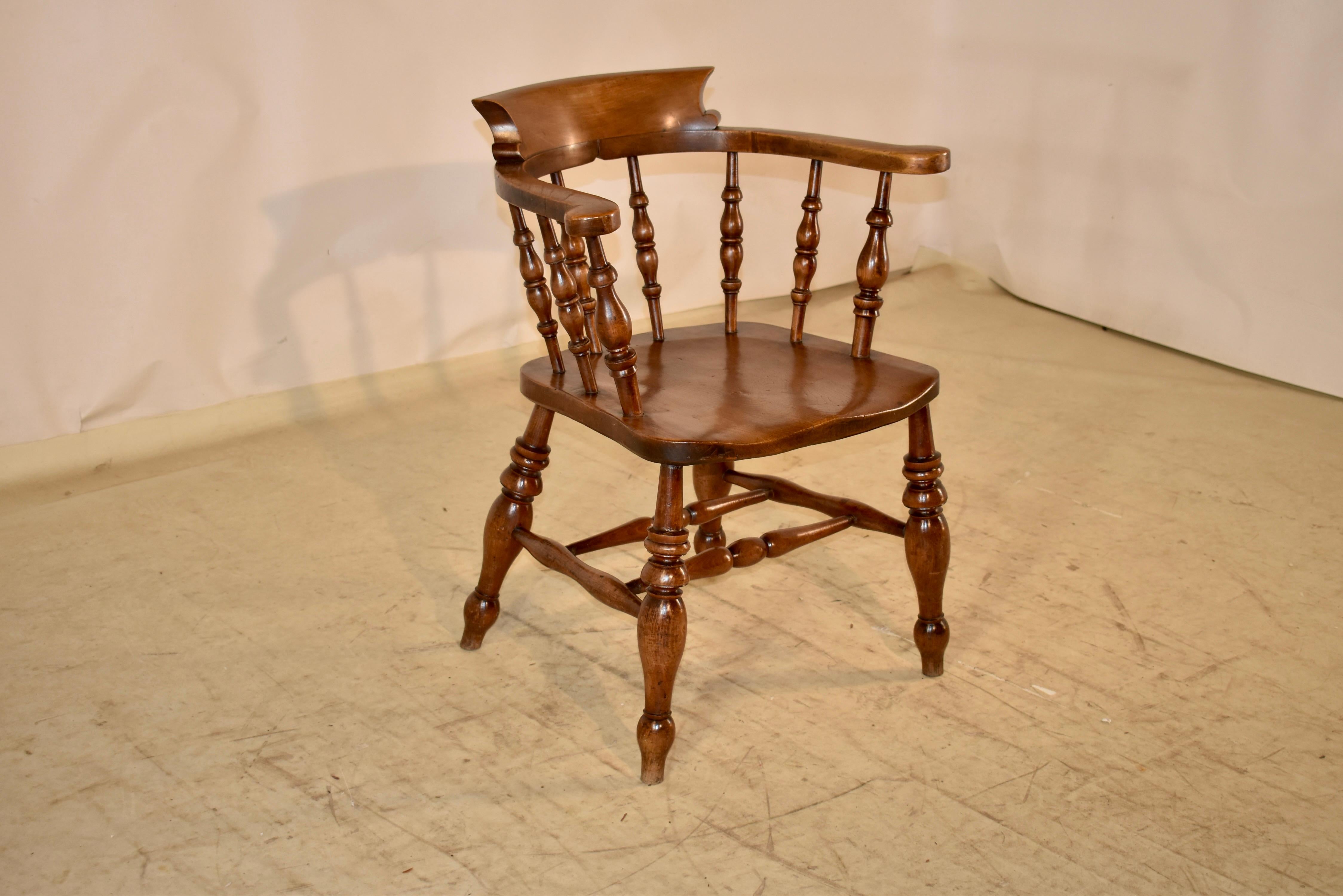 Turned 19th Century English Captain's Chair For Sale