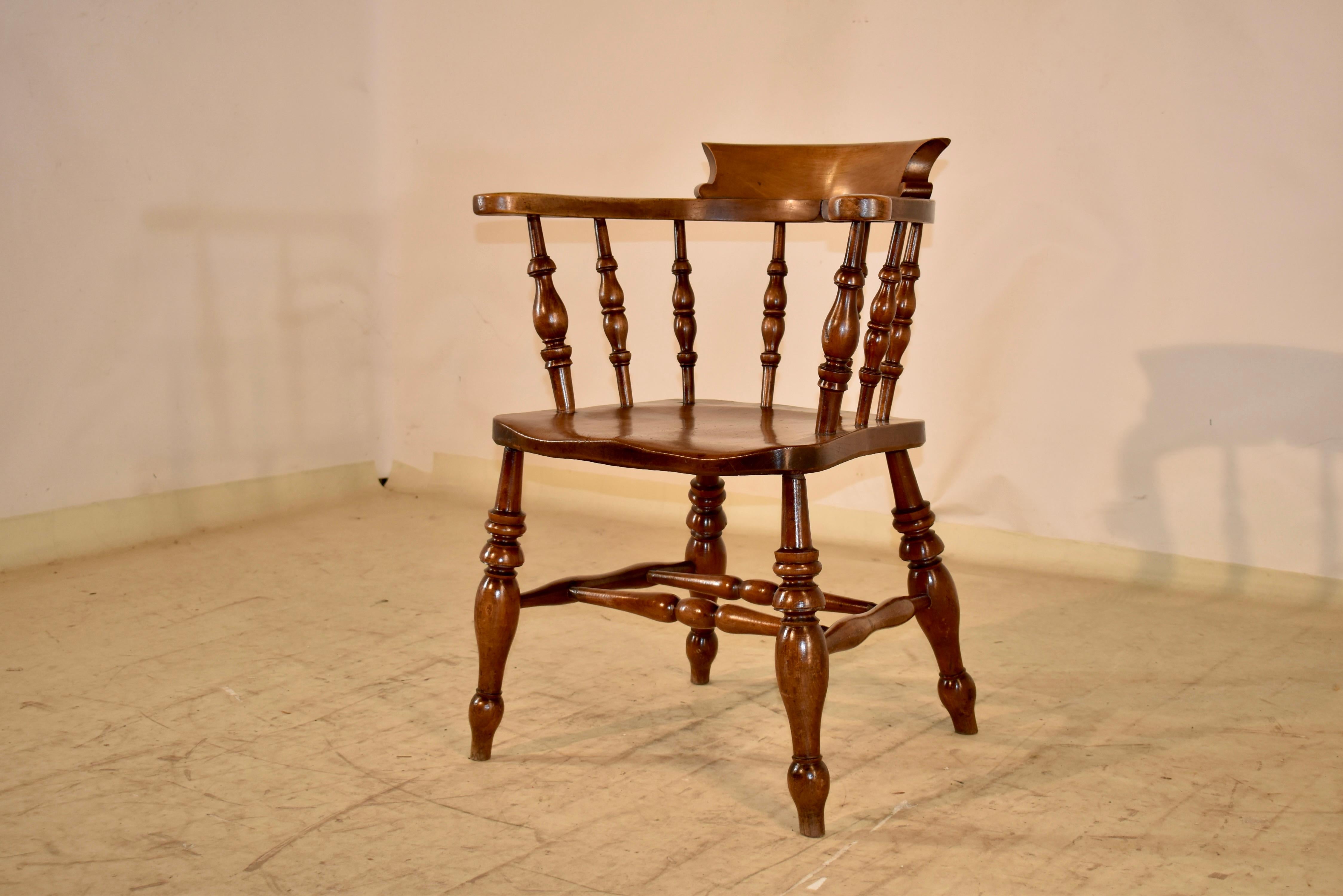 Ash 19th Century English Captain's Chair For Sale