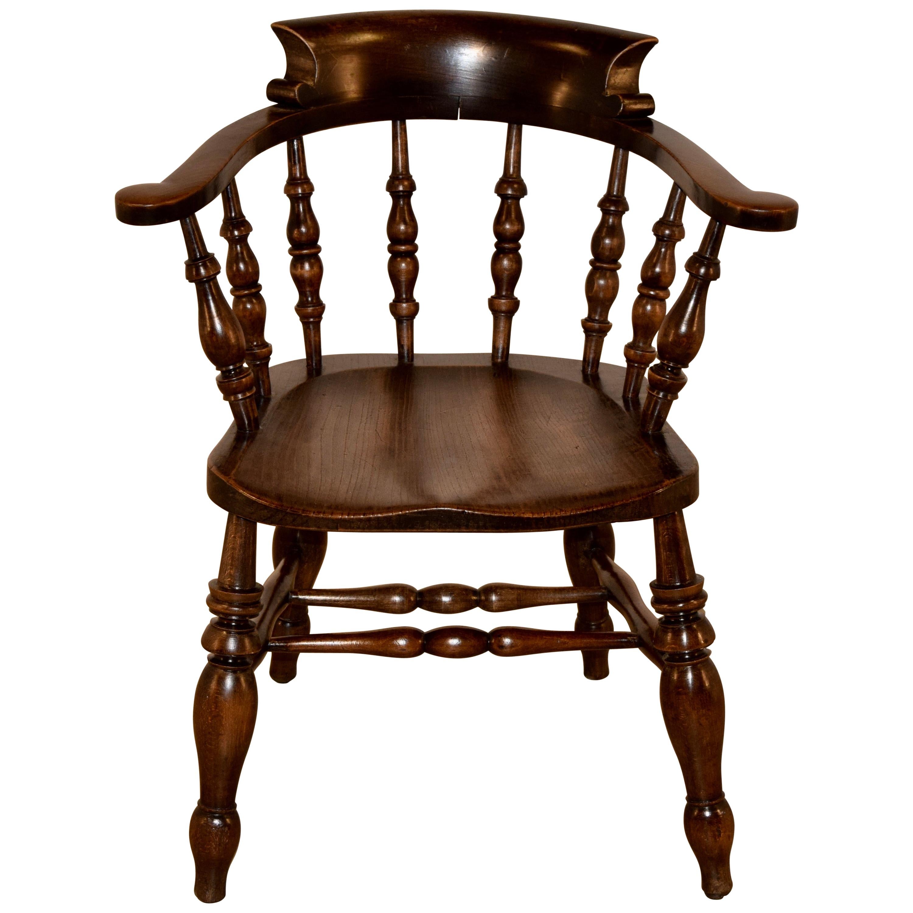EARLY 19THC LOW BACK WOODEN CAPTAIN'S CHAIR at 1stdibs