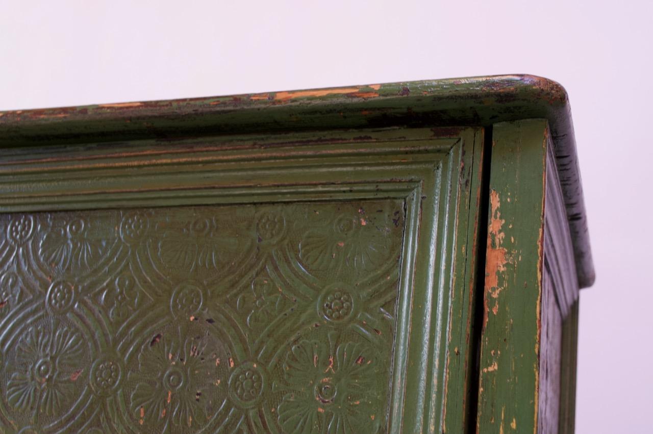19th Century English Carved and Painted Green Pantry Cabinet / Jelly Cupboard 5