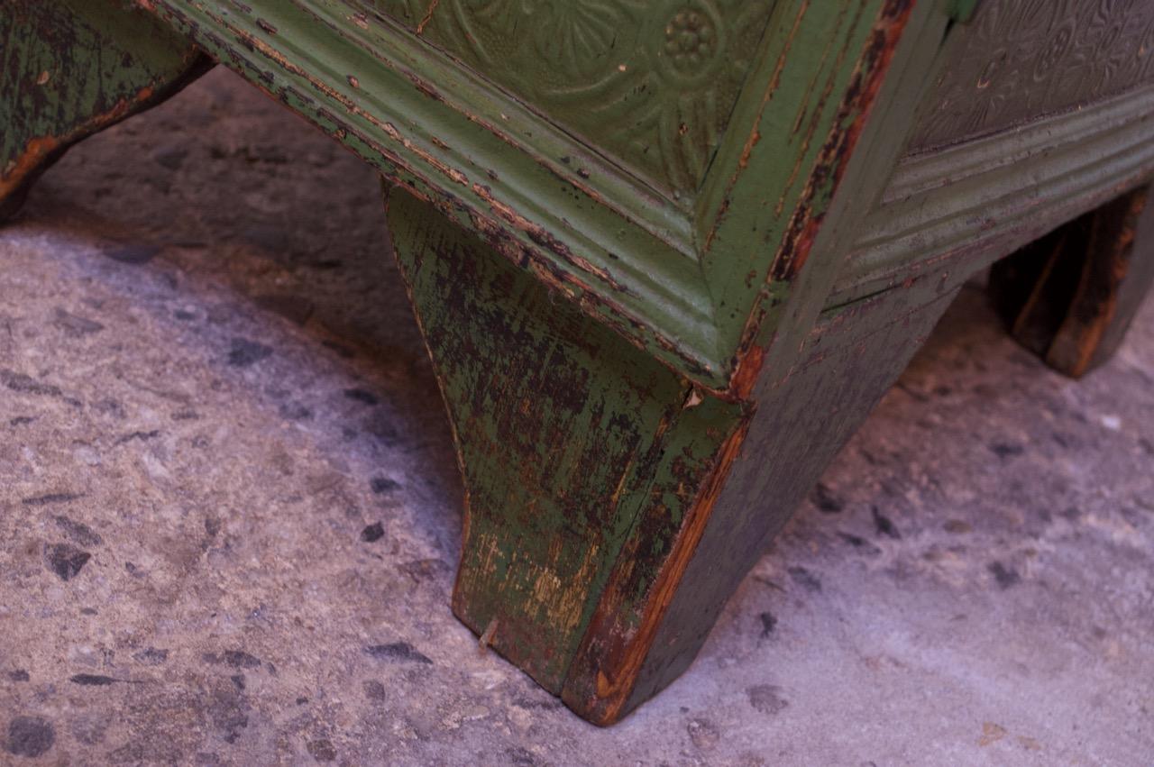 19th Century English Carved and Painted Green Pantry Cabinet / Jelly Cupboard 11