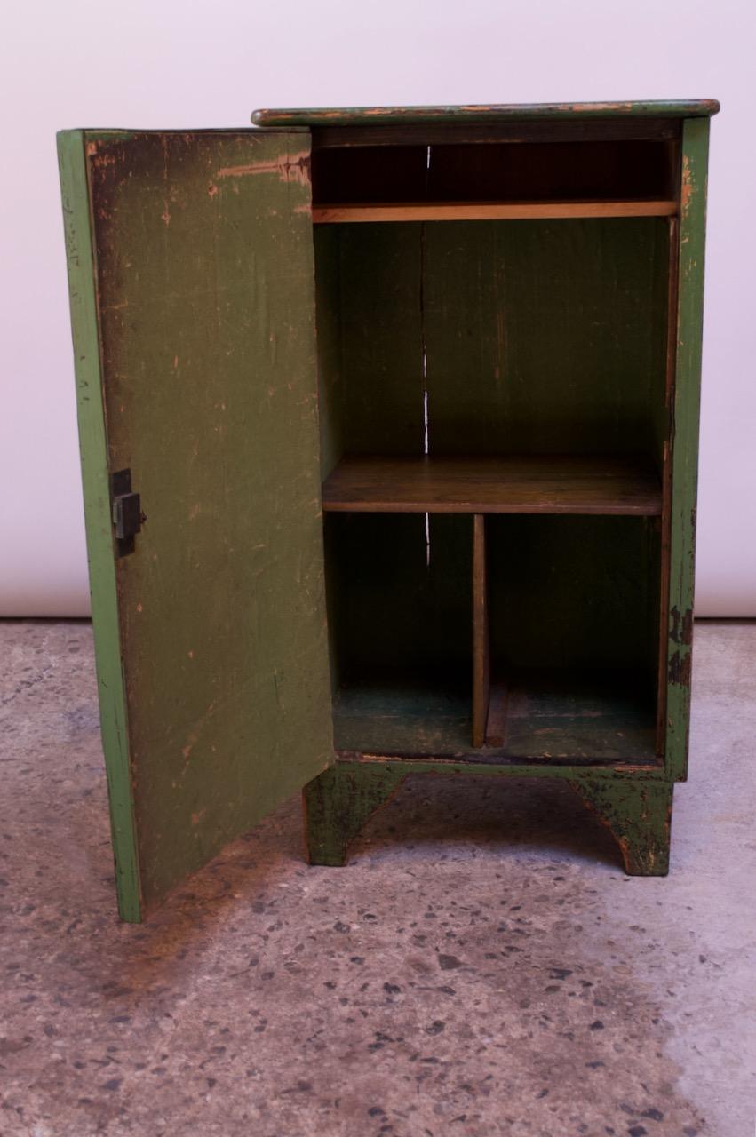 19th Century English Carved and Painted Green Pantry Cabinet / Jelly Cupboard 1