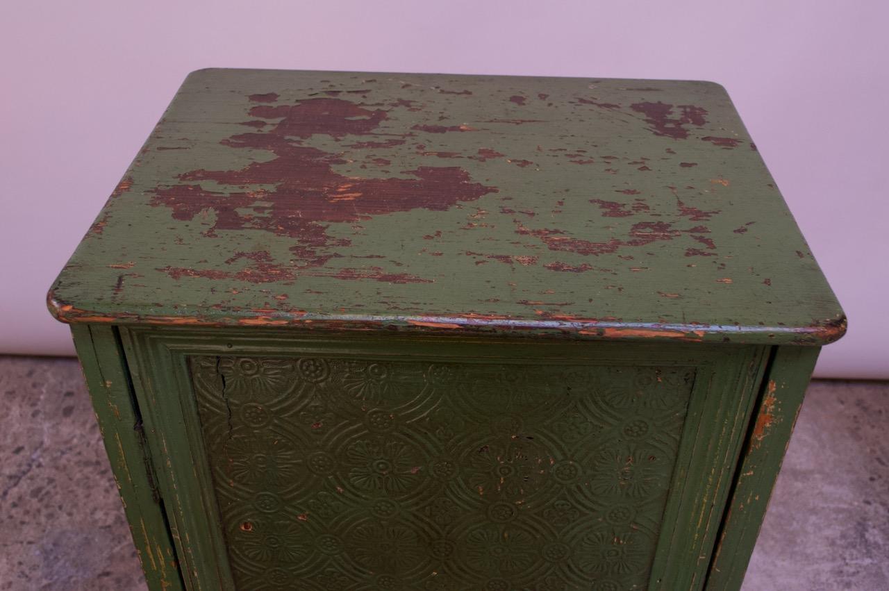 19th Century English Carved and Painted Green Pantry Cabinet / Jelly Cupboard 2