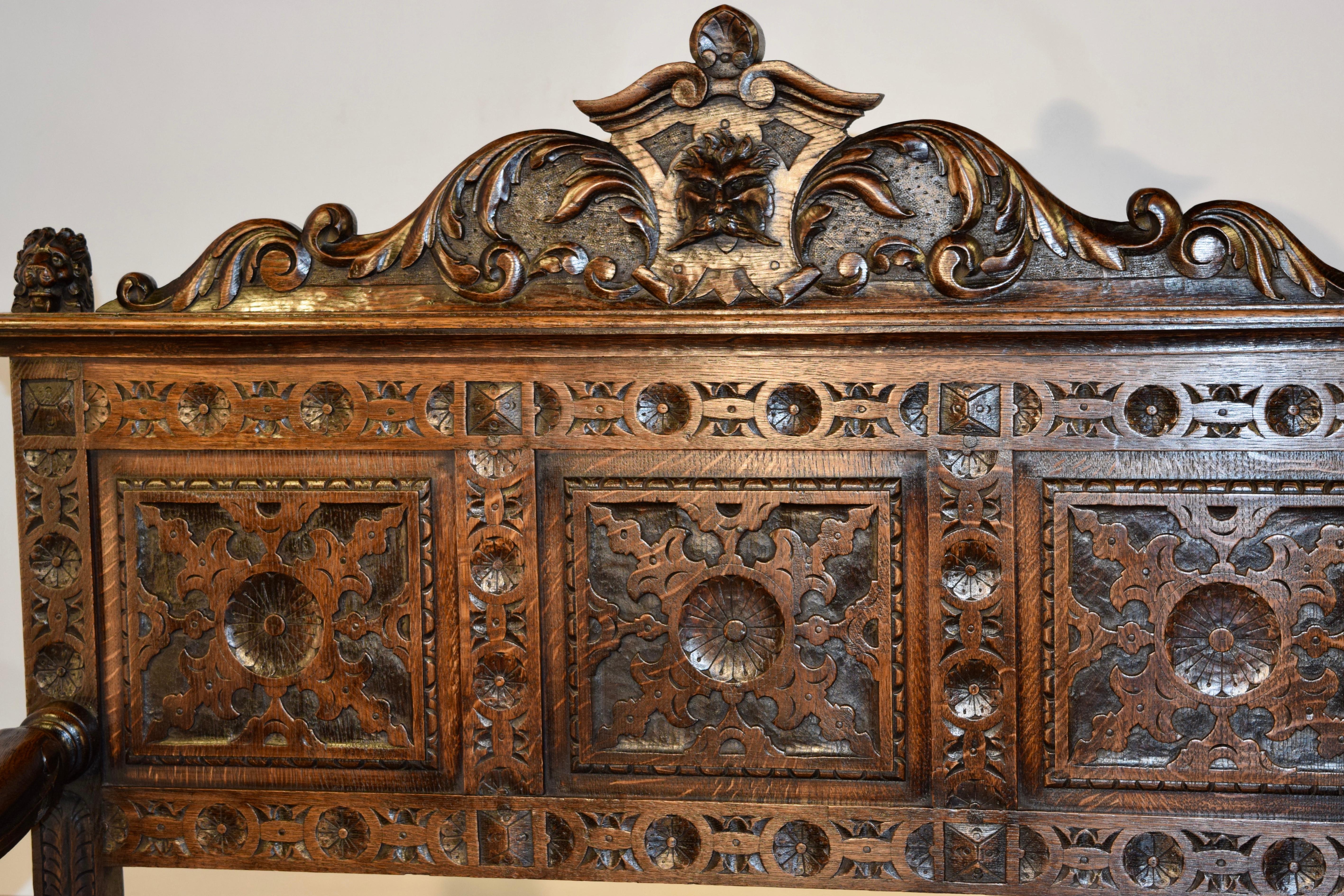 19th Century English Carved Bench 4