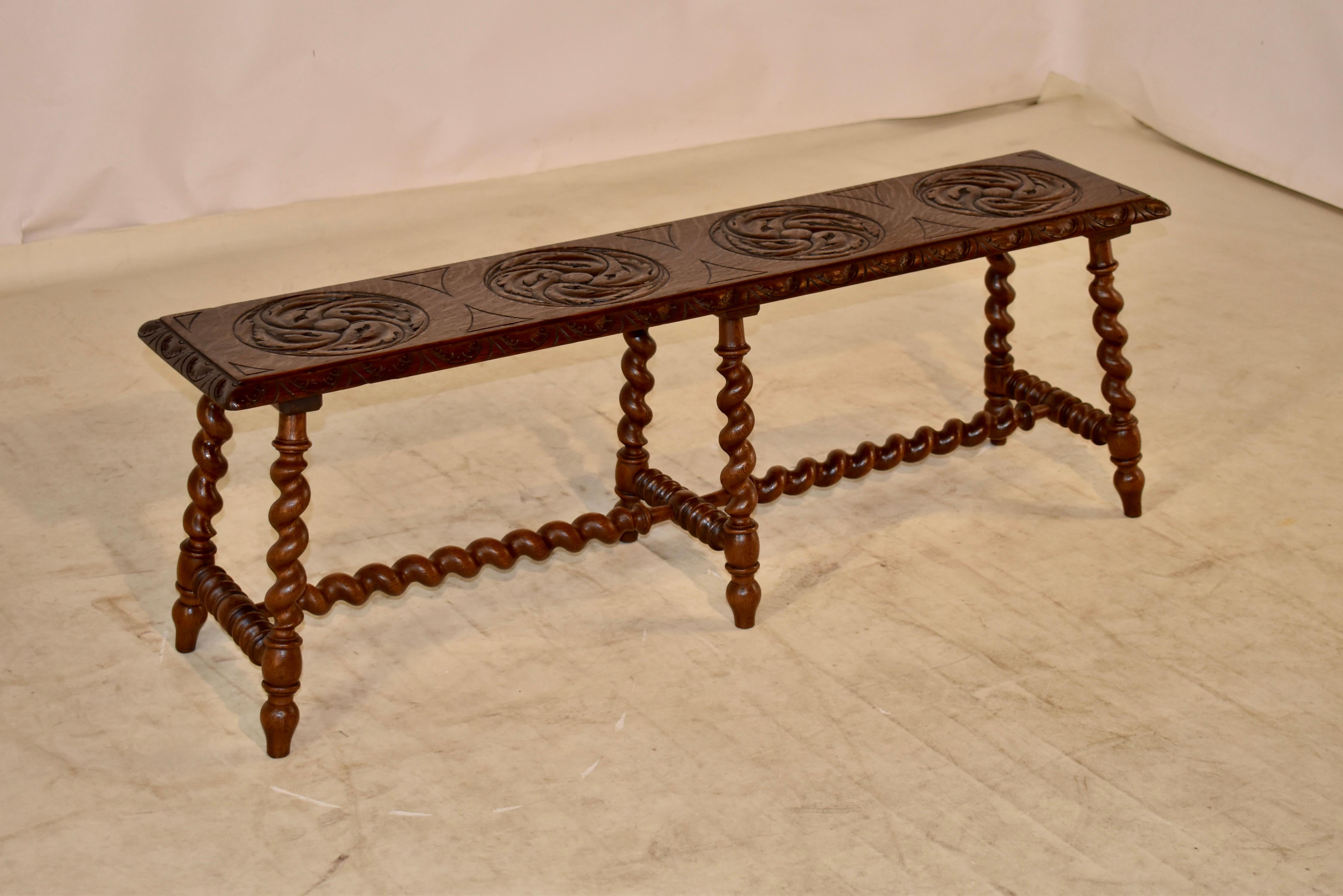 Victorian 19th Century English Carved Bench
