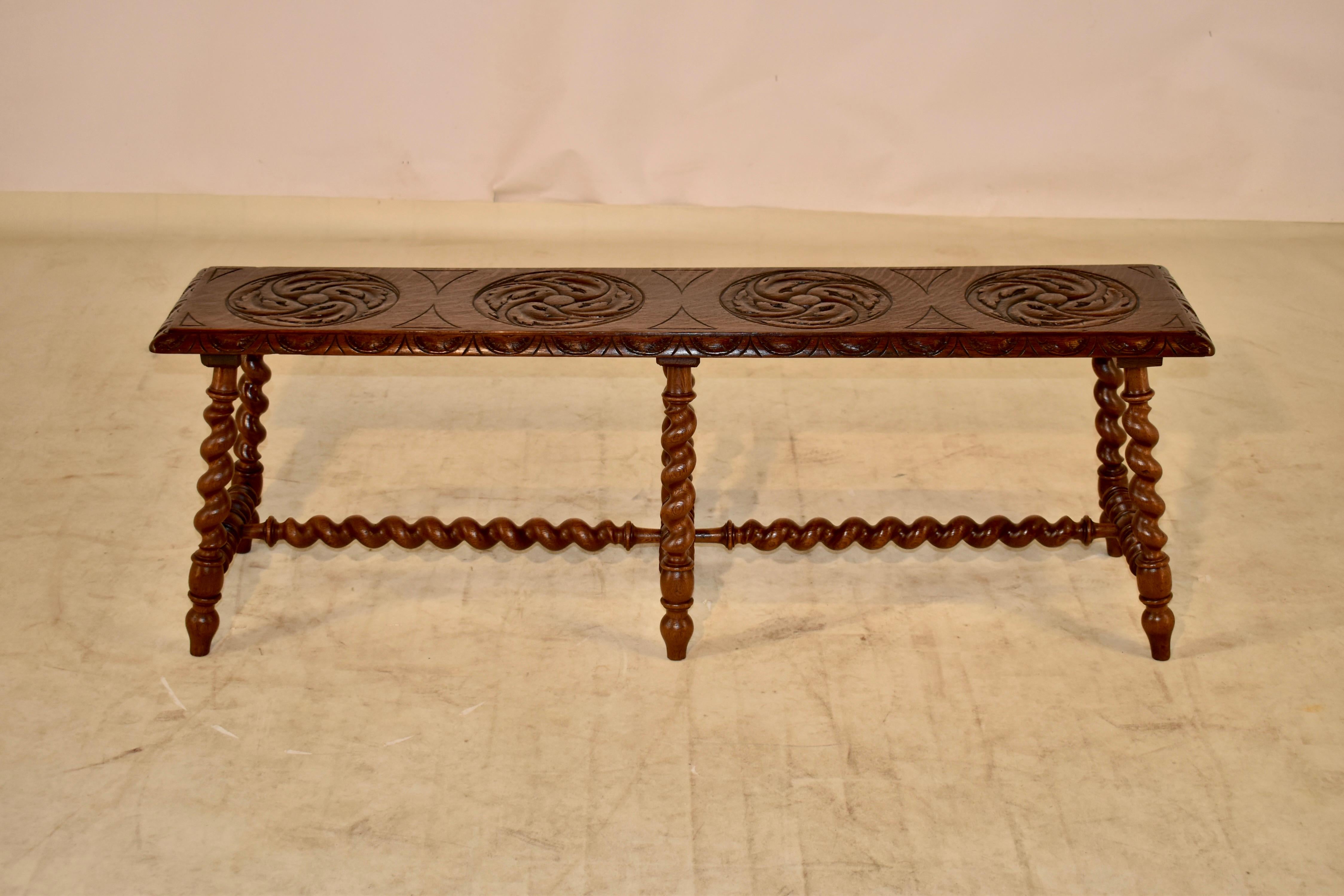 Hand-Carved 19th Century English Carved Bench