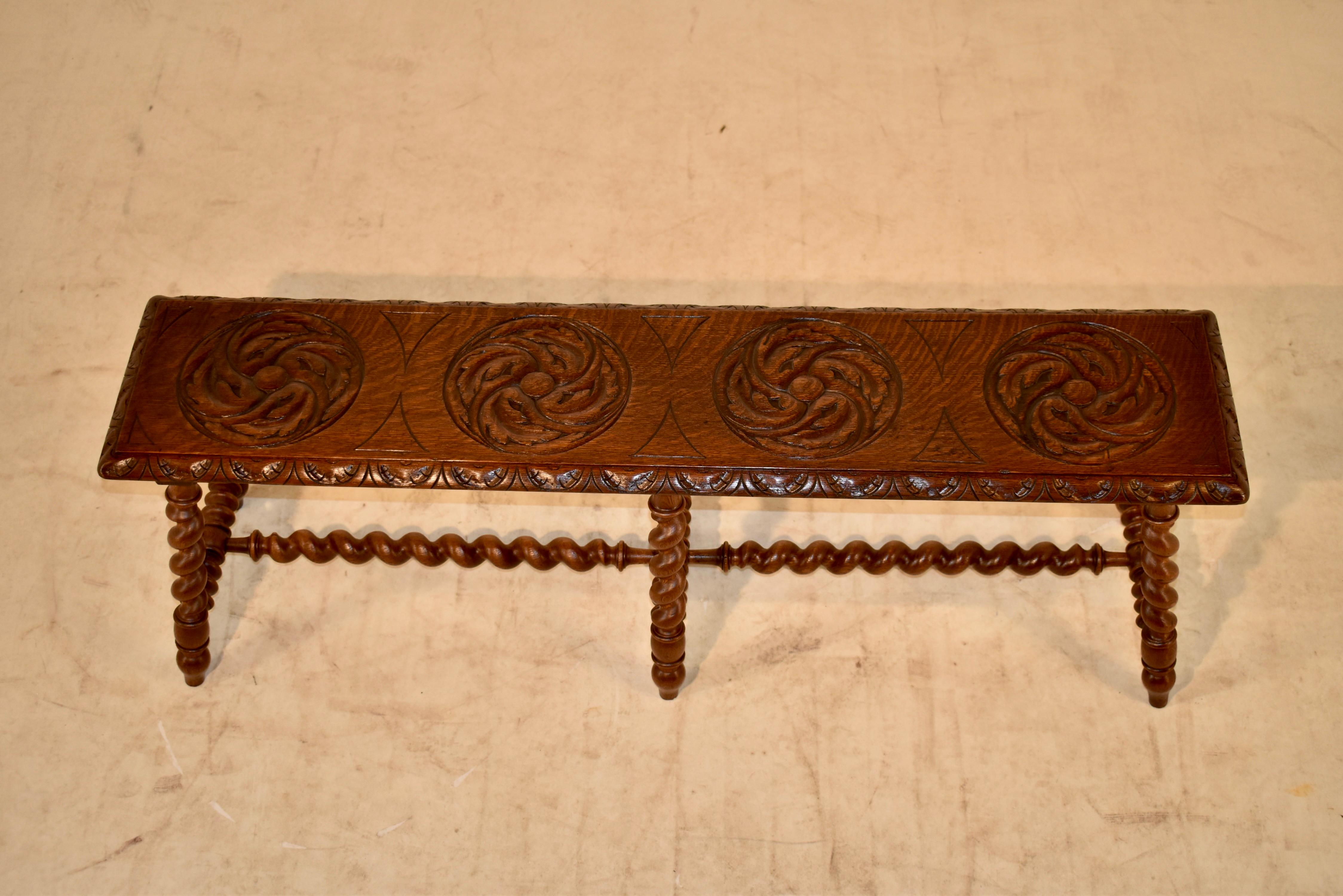 19th Century English Carved Bench 1