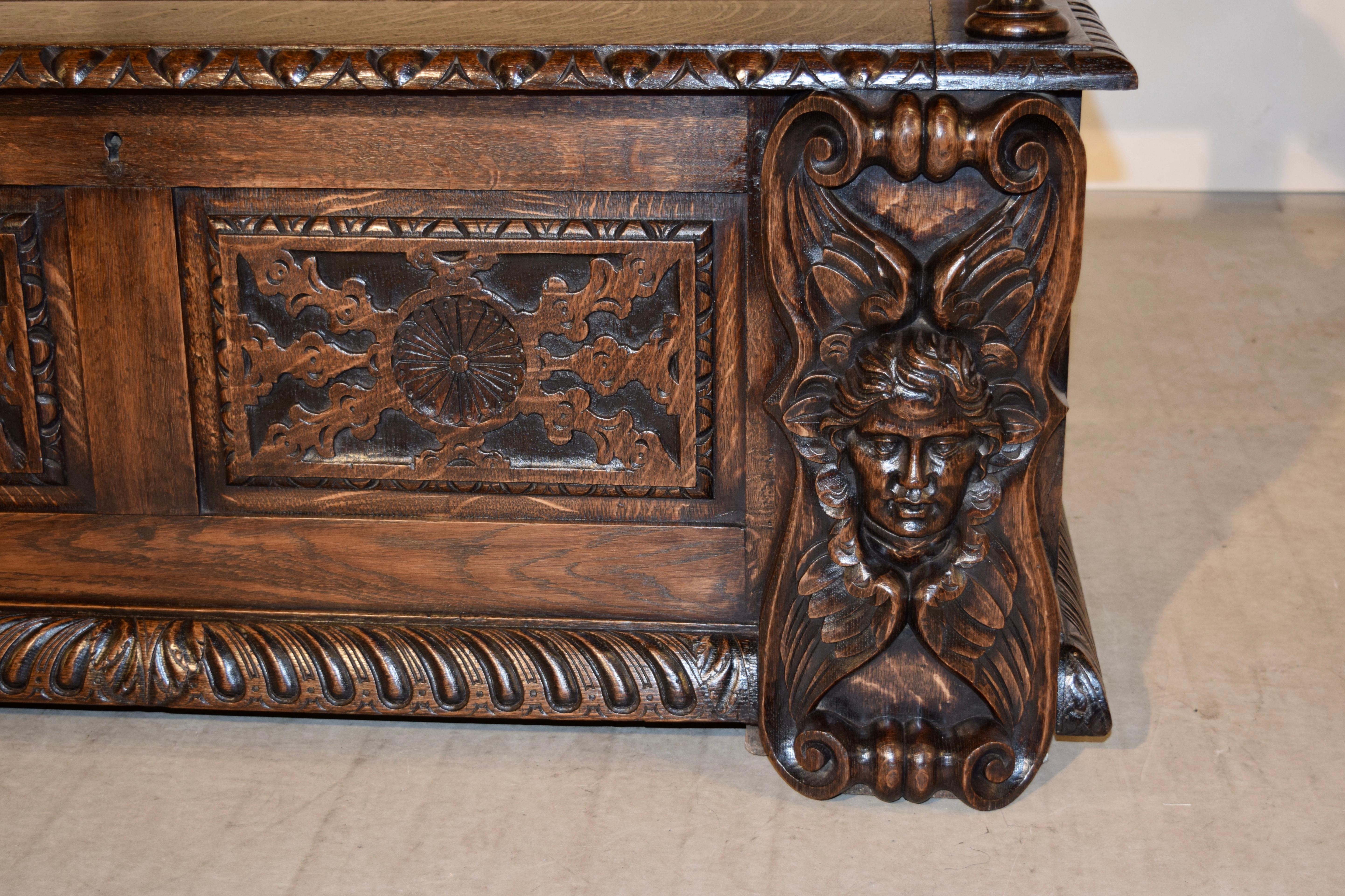 19th Century English Carved Bench 2