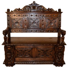 19th Century English Carved Bench