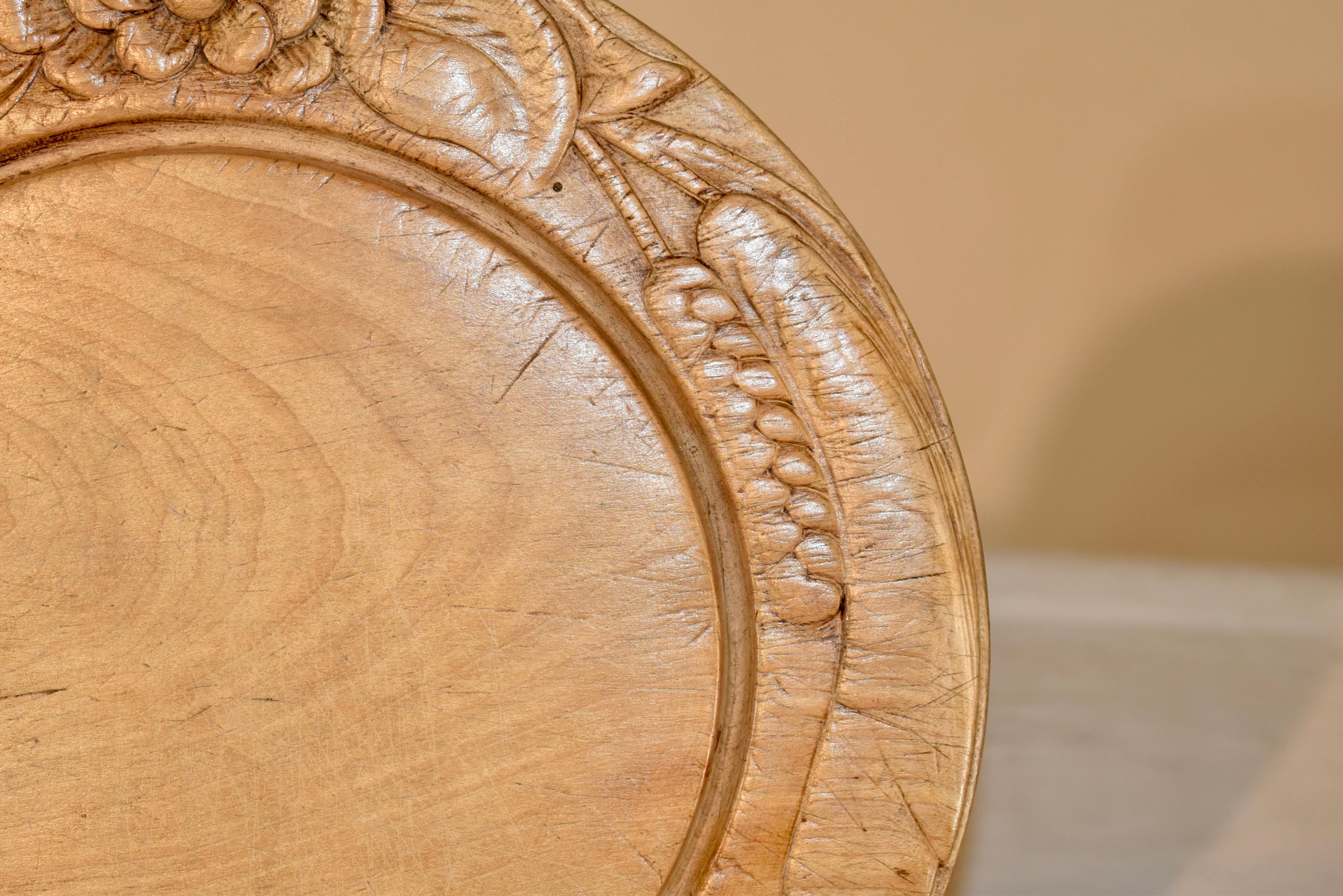 Sycamore 19th Century English Carved Bread Board