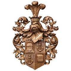 19th Century English Carved Bronze Prince of Wales Crowned Armorial Wall Plaque