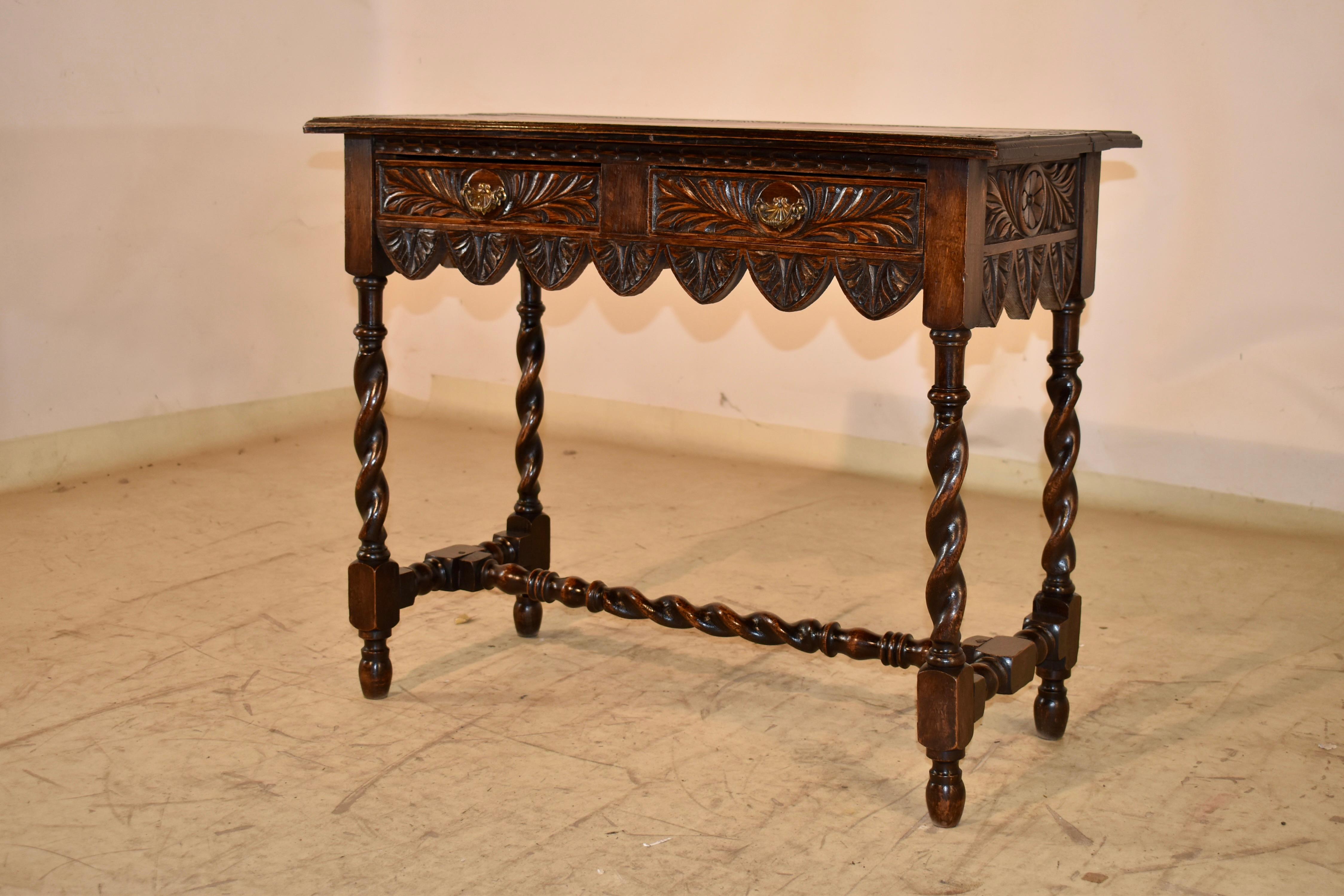 Intagliato a mano 19th Century English Carved Console Table in vendita