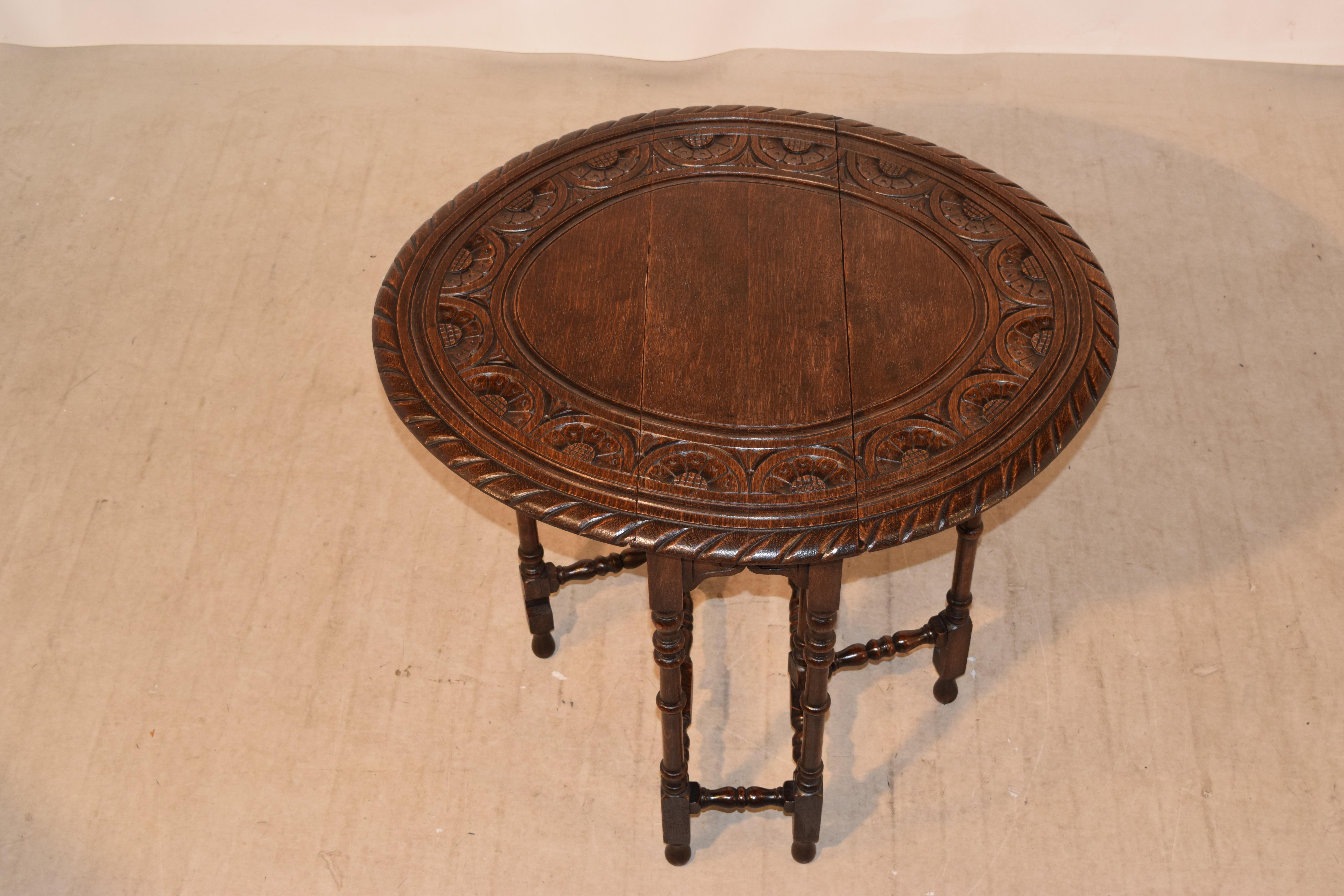 19th Century English Carved Gateleg Table 4